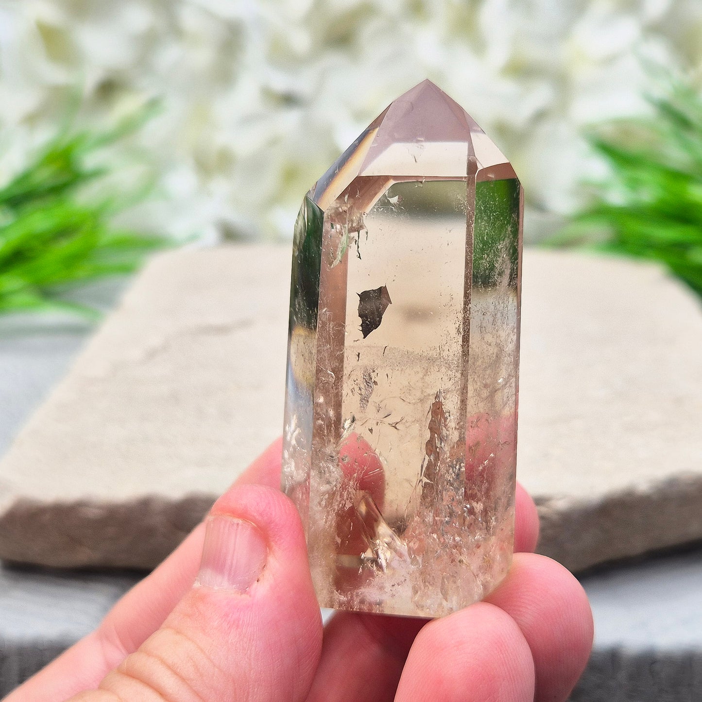 Smoky Quartz Crystal Point | perfect for times when you need to let go | Small chip, priced to reflect.