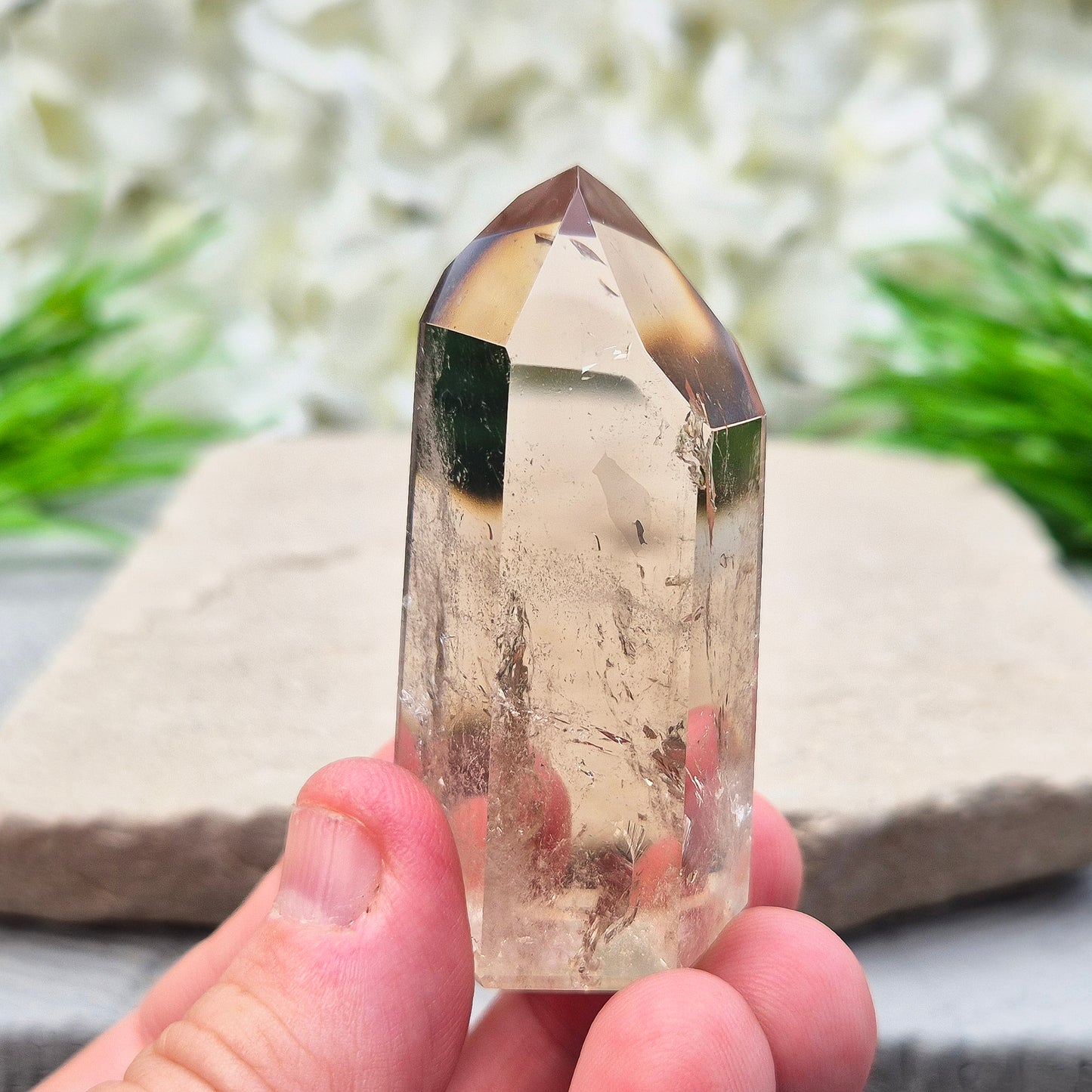 Smoky Quartz Crystal Point | perfect for times when you need to let go | Small chip, priced to reflect.