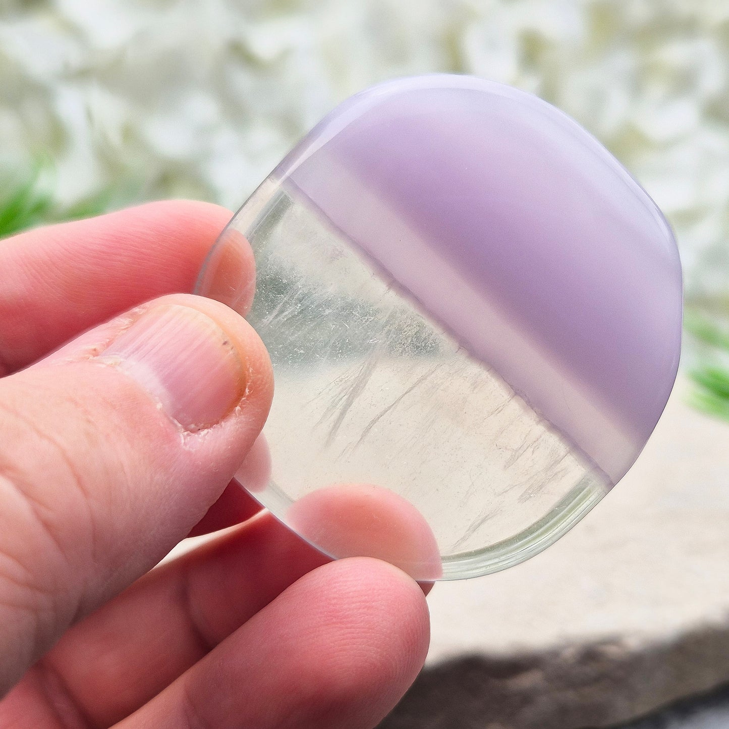 Yttrium Fluorite Palm Stone, Crystal | Supports Calm, Clear Thinking & Intuitive Growth | Ideal To Carry With You or Have In Your Bag