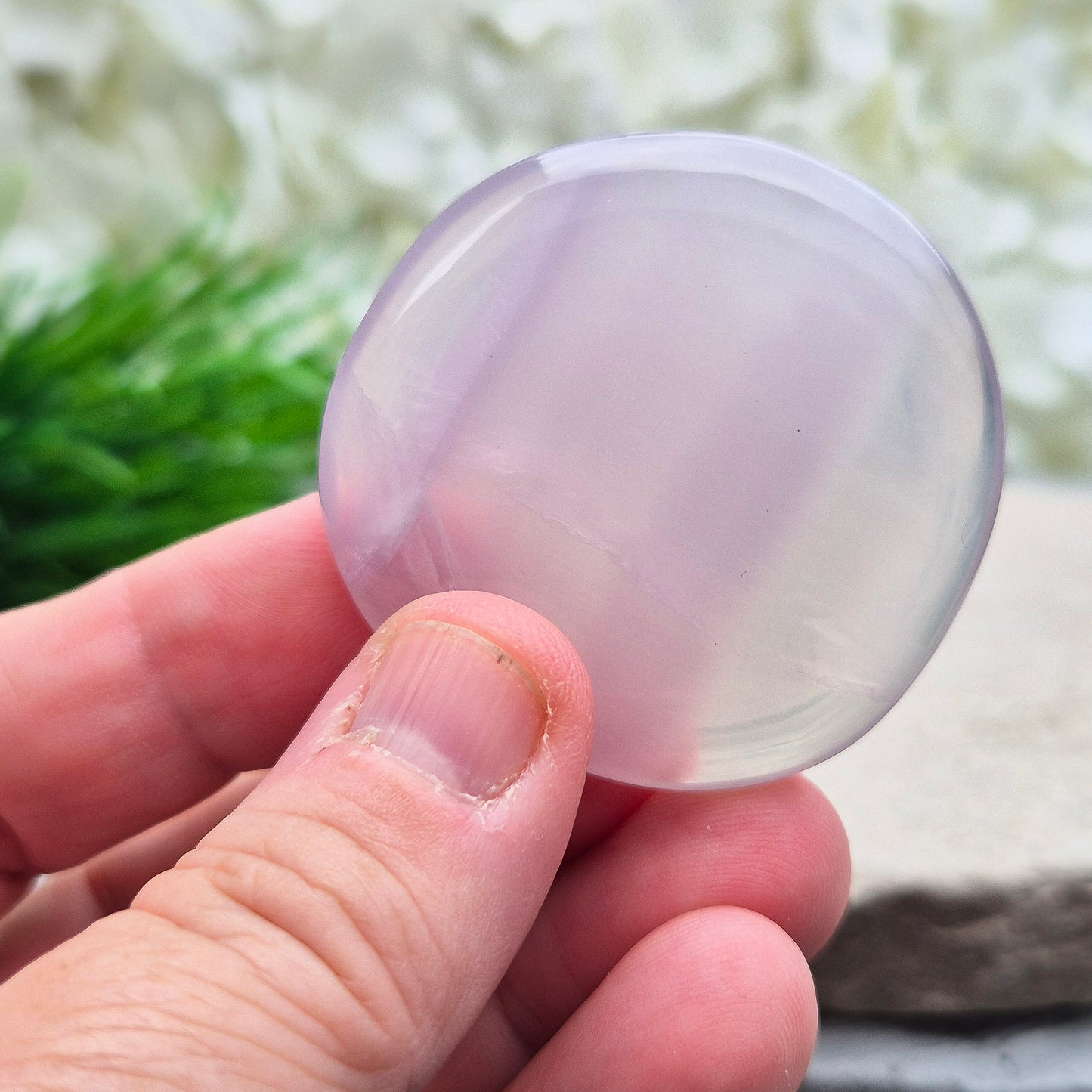 Rare Yttrium Fluorite palm stone for calm, focus, and intuition. Supports clear thinking, spiritual growth, and peaceful energy. Pocket-sized.