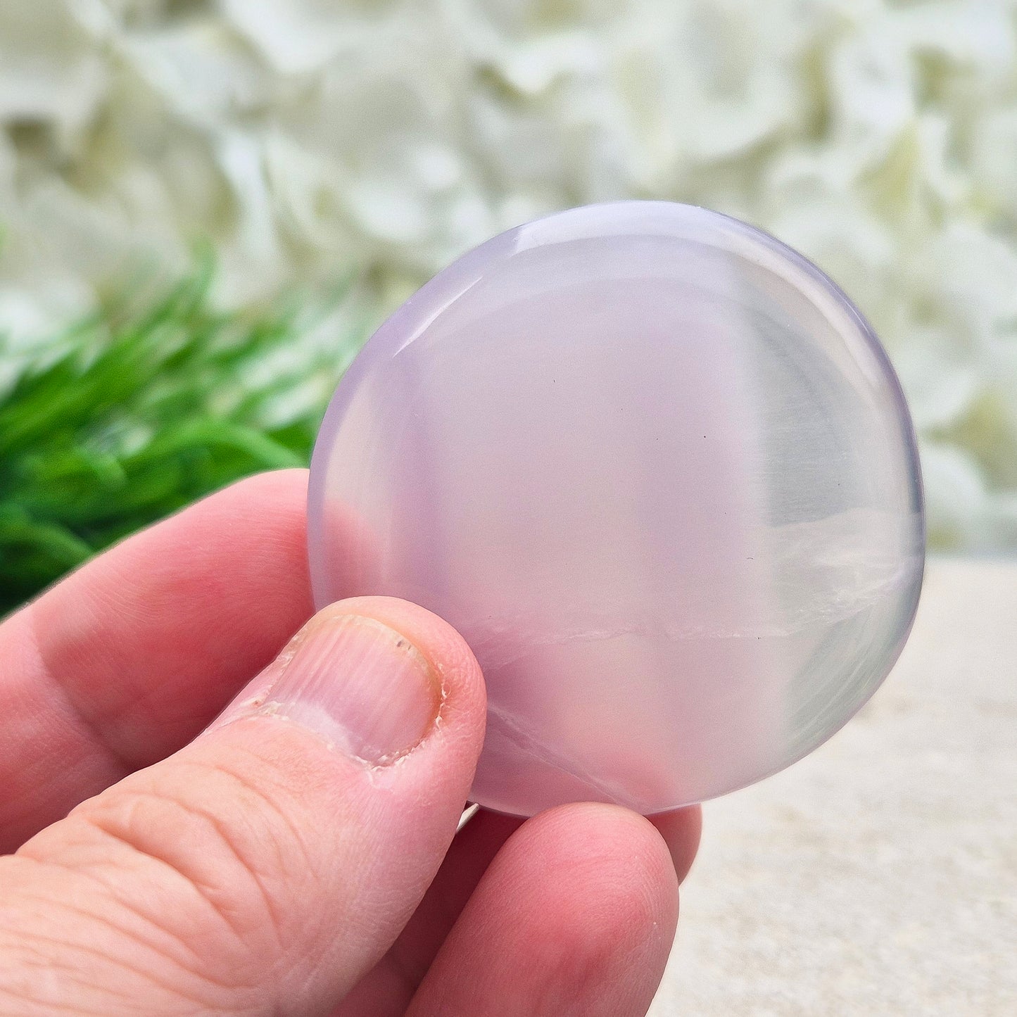 Rare Yttrium Fluorite palm stone for calm, focus, and intuition. Supports clear thinking, spiritual growth, and peaceful energy. Pocket-sized.