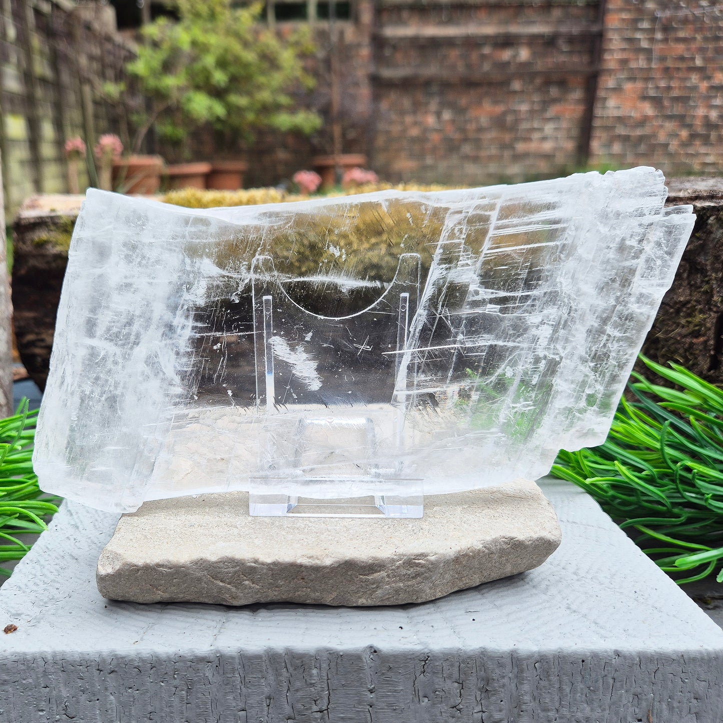 This striking Selenite Window, also known as “Utah Ice,” comes directly from the Glitter Mountain site on the Utah-Arizona border.