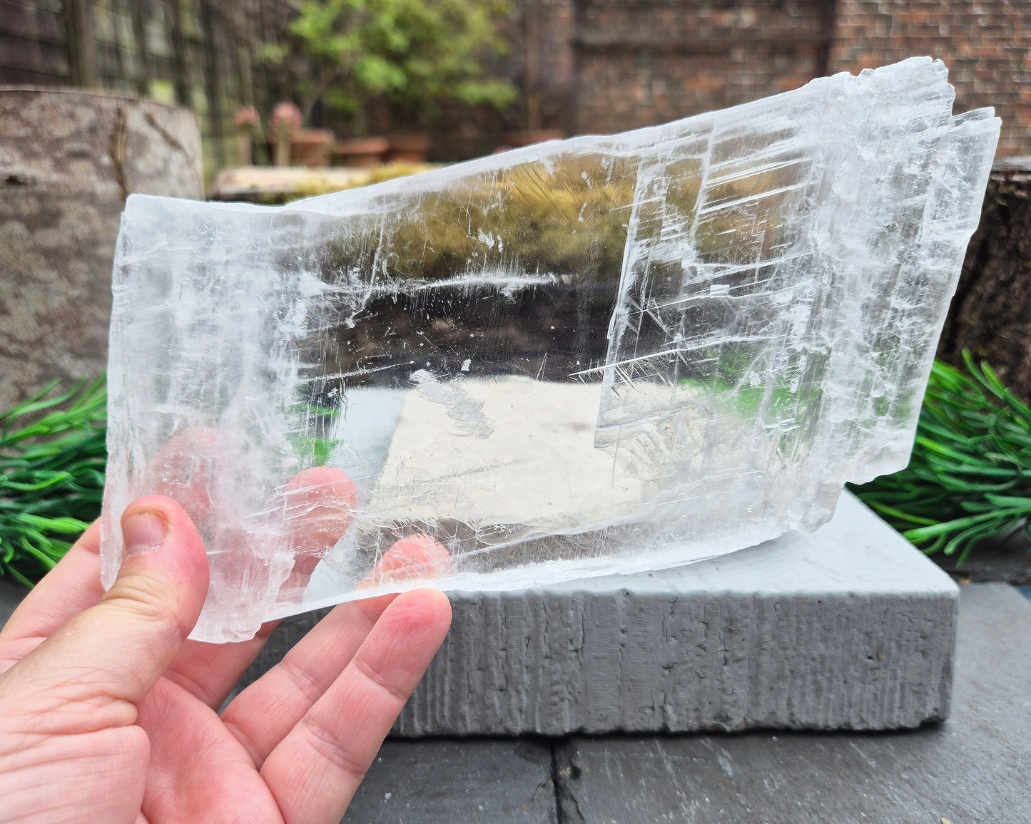 This striking Selenite Window, also known as “Utah Ice,” comes directly from the Glitter Mountain site on the Utah-Arizona border.