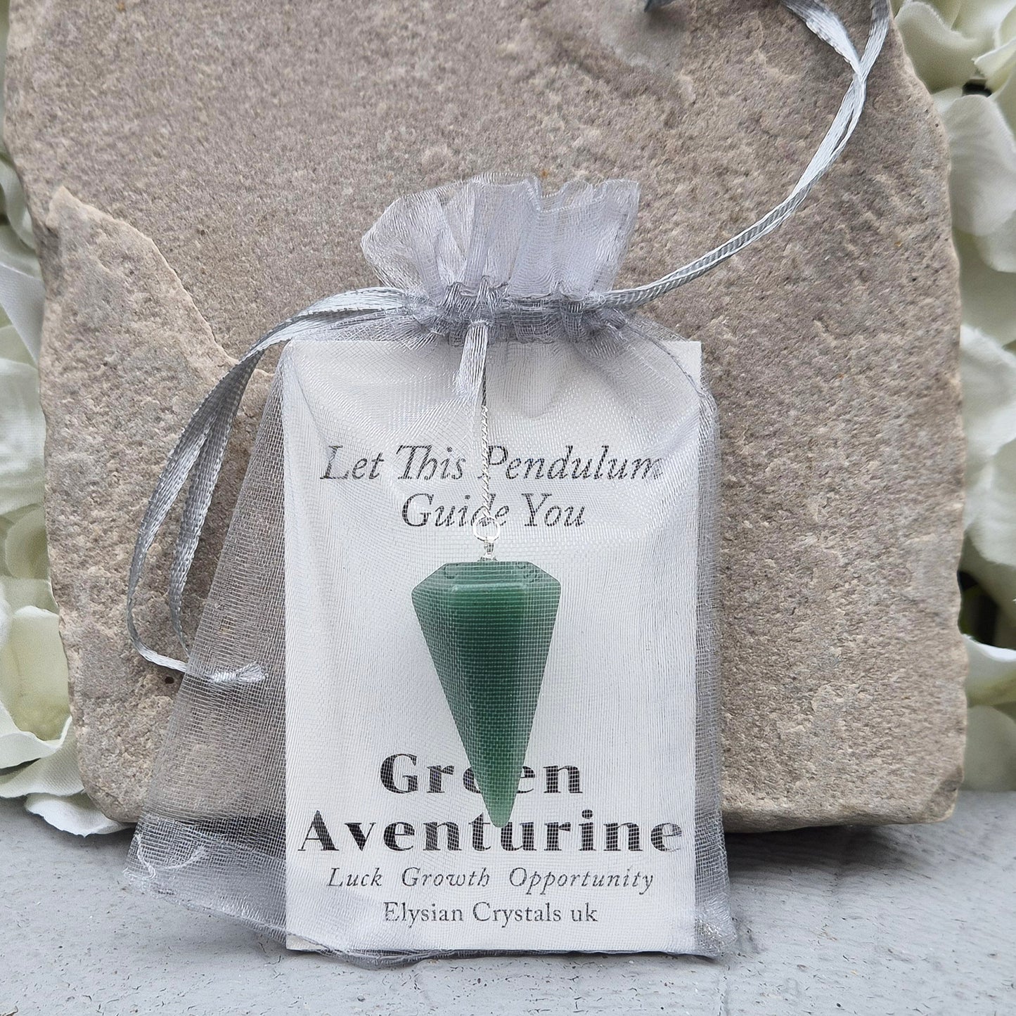 This beautiful Green Aventurine crystal pendulum features a Green Aventurine crystal pendulum and a green bead at the end of the chain.