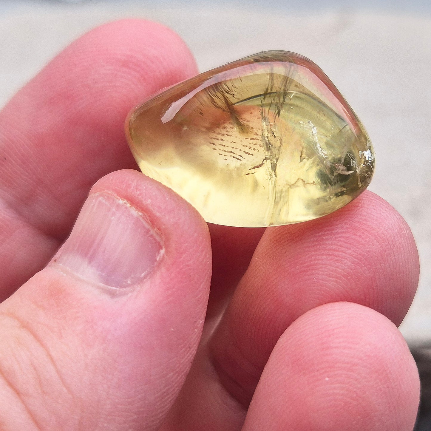 Green Gold Quartz from Brazil in display box. Treated olive quartz for insight, goal setting, and strong, stable energy.