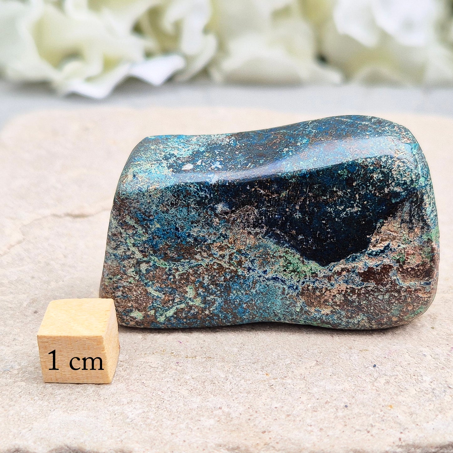 Shattuckite in Chrysocolla & Cuprite Matrix (Polished). A blend of earthy red and turquoise green and blue, this stone carries the energetic depth of copper-rich minerals working in harmony.