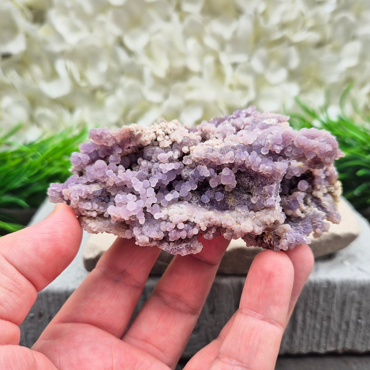 Grape Agate | Purple Chalcedony | Botryoidal Purple Chalcedony | High-Frequency Spiritual Stone | Crystal Display
