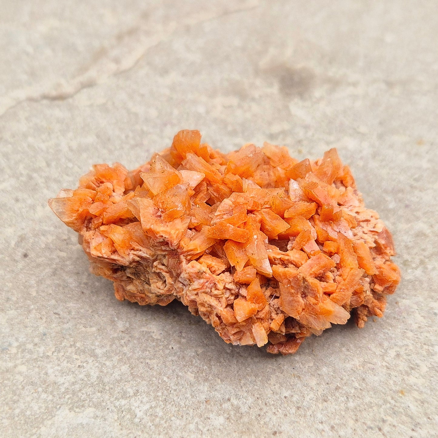 This vibrant Red Heulandite cluster from India showcases naturally formed microcrystalline quartz in rich red tones. Its a supportive crystal for emotional balance, spiritual growth, and intuitive work.