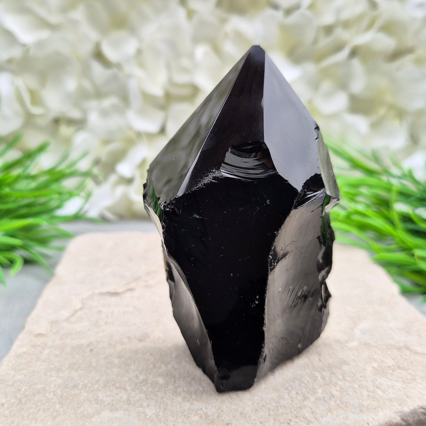 Black Obsidian Standing Point - Polished Tip, Natural Sides | Eye-catching addition to any collection, display or altar
