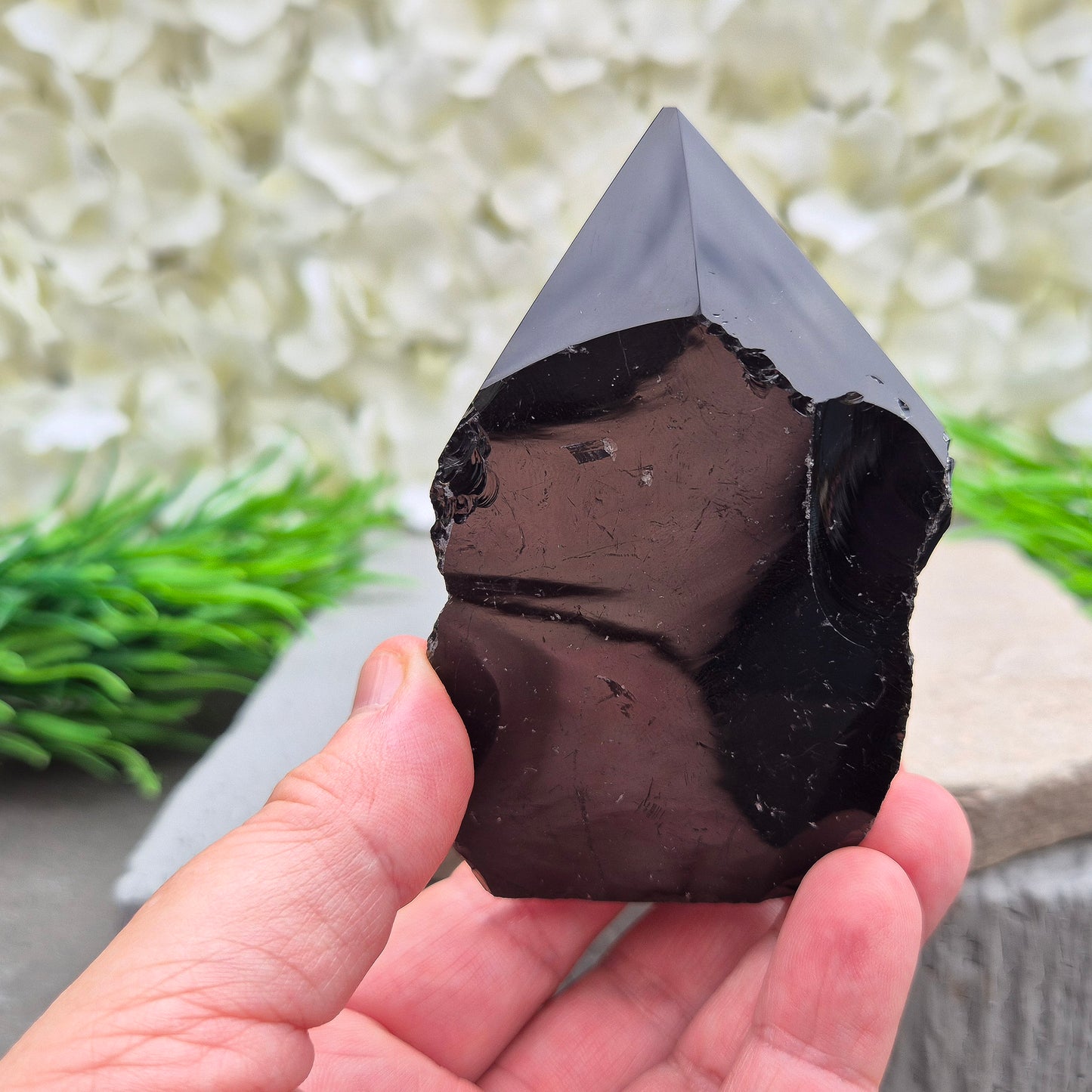 Black Obsidian Standing Point - Polished Tip, Natural Sides | Eye-catching addition to any collection, display or altar