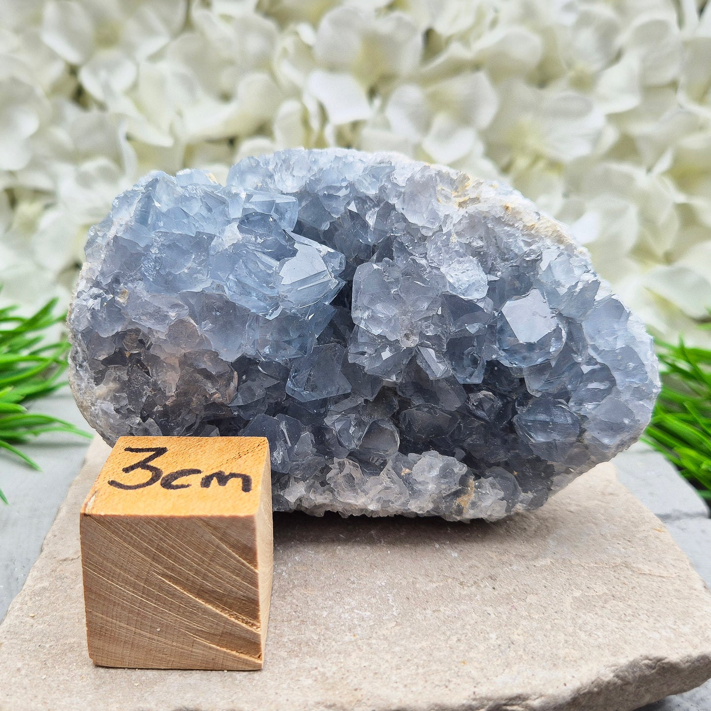 Celestite Crystal Cluster, Natural Celestine | Inspires Creativity | High Vibration Gemstone | Spiritual Home Decor Display