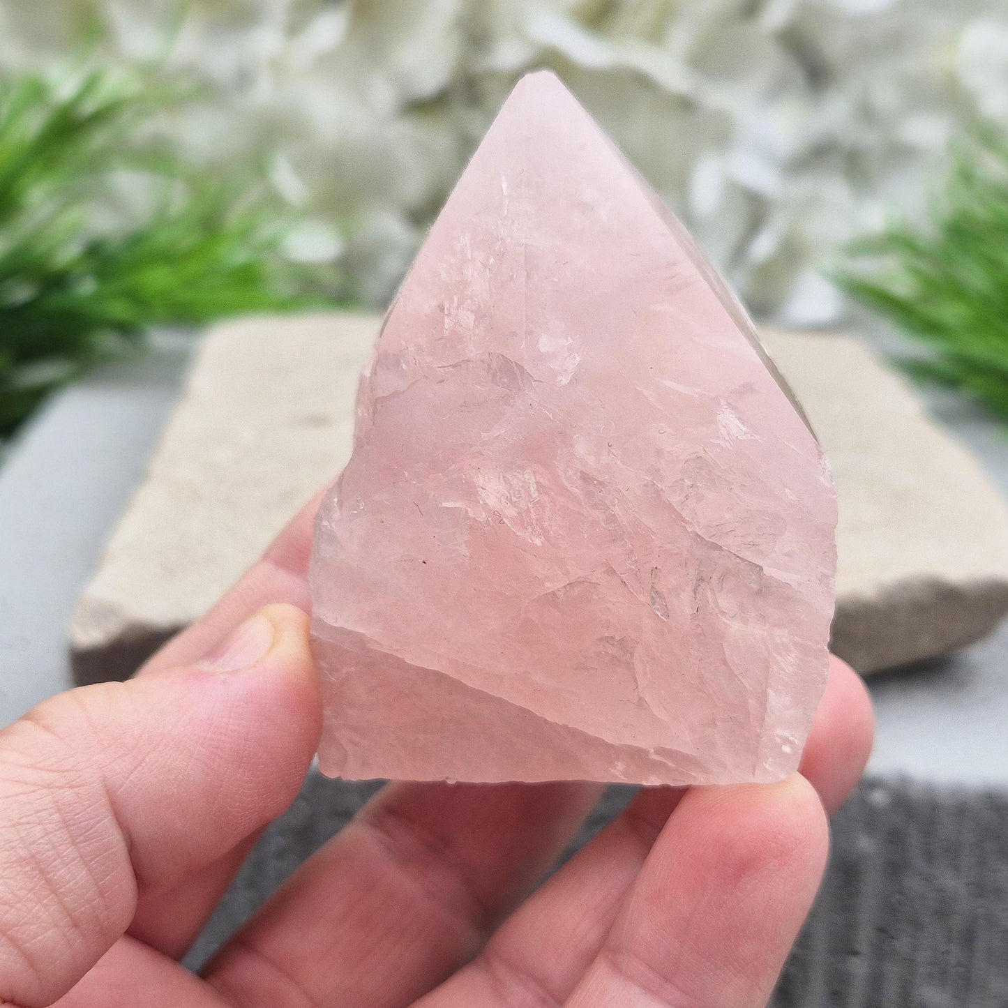 Rose Quartz Crystal - Standing Point, Display in Home, Office or Sacred Space