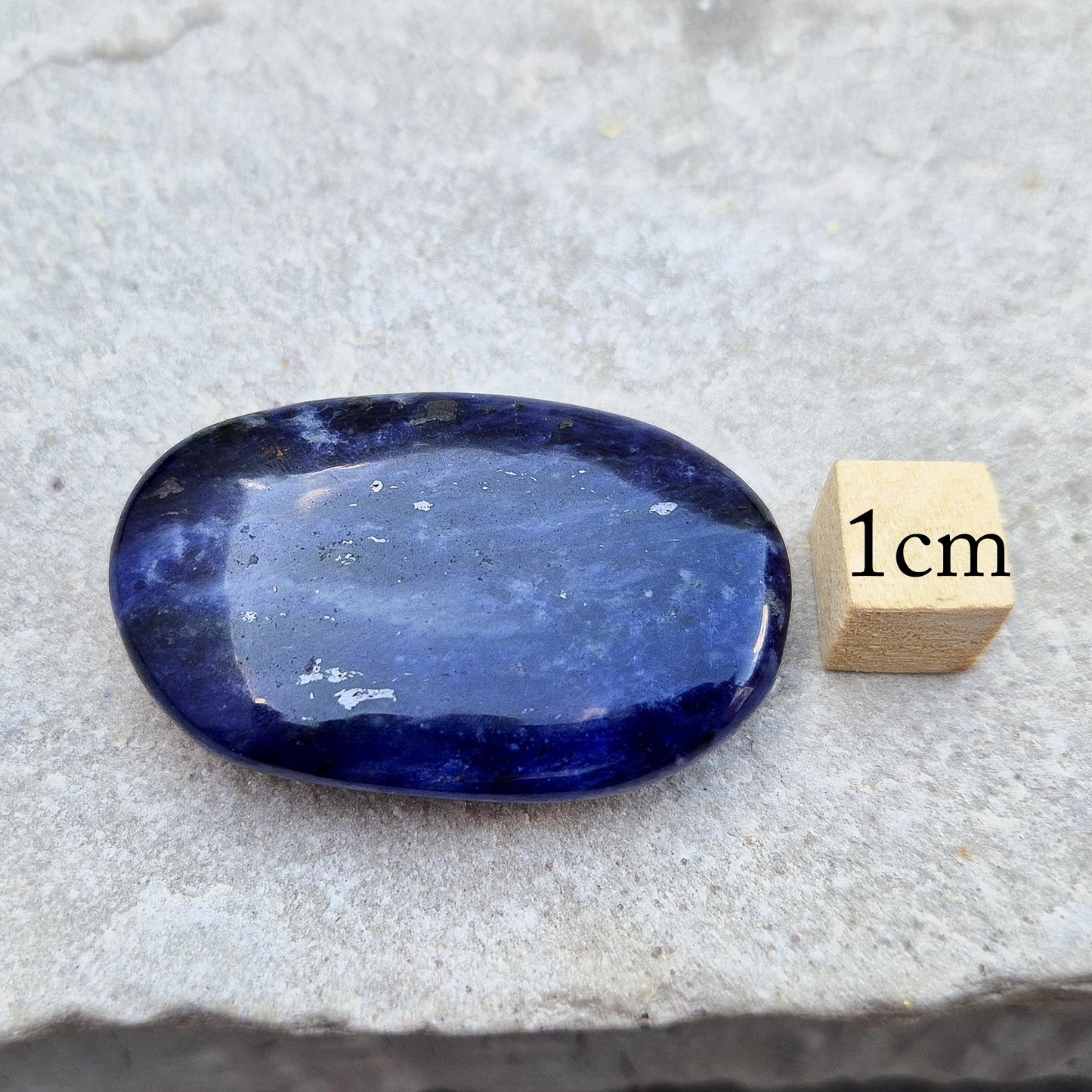 Sodalite Crystal Palm Stone, Polished Pocket Stone, Enhances Communication & Supports Emotional Balance