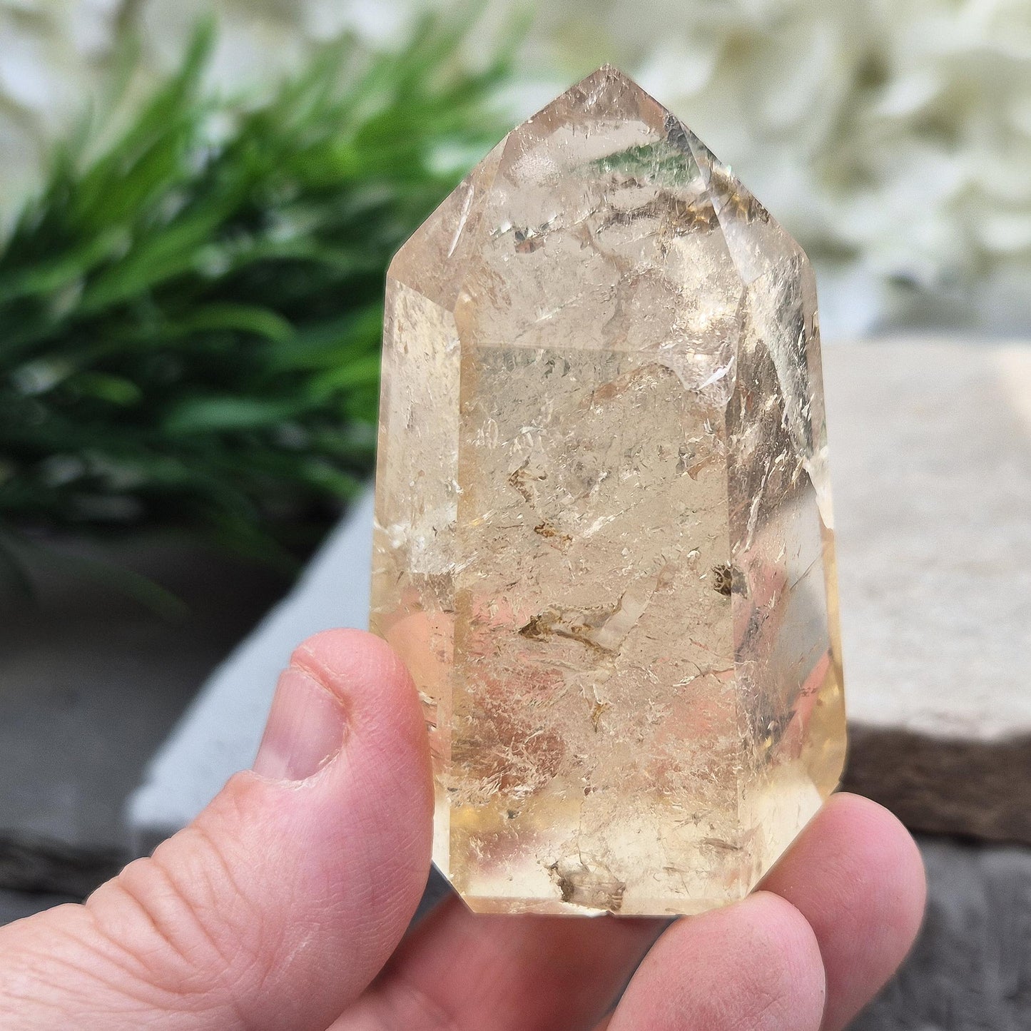 Polished Citrine Crystal Point, Natural Honey Color