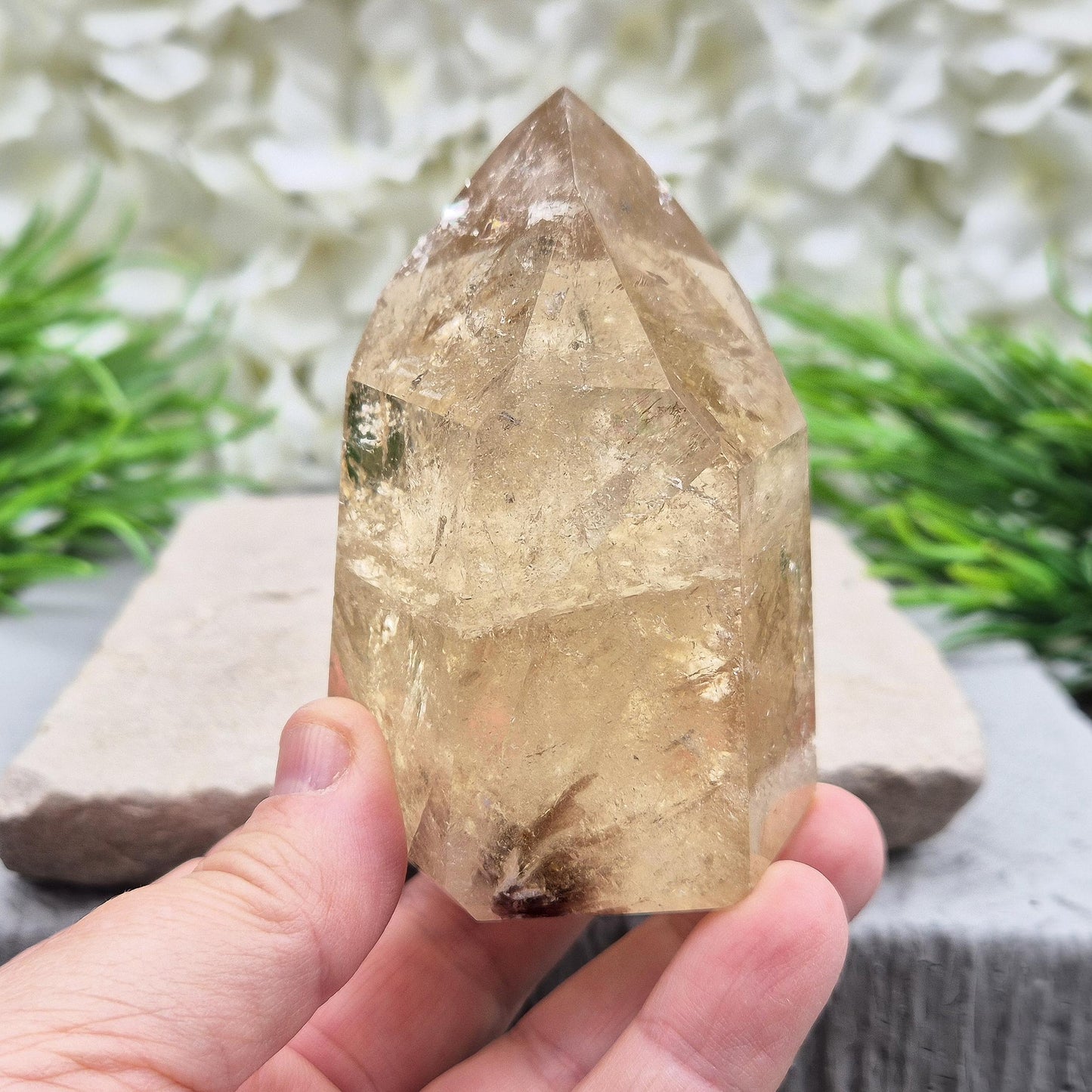 Natural Citrine Crystal Point, Spiritual Home Decor Display Gemstone