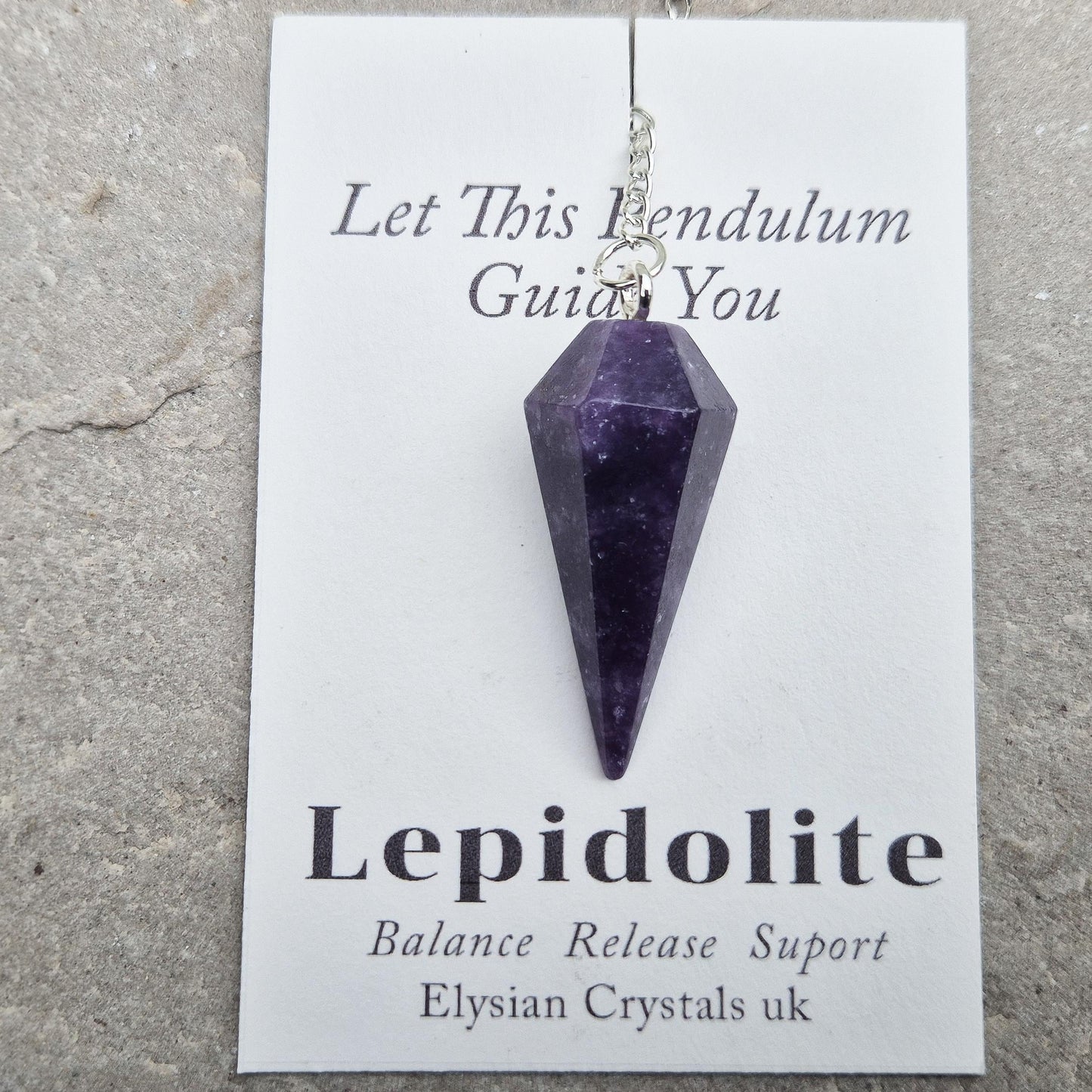 Lepidolite Crystal Pendulum | Works with the Heart, Third Eye, & Crown Chakras | Crystal Dowser