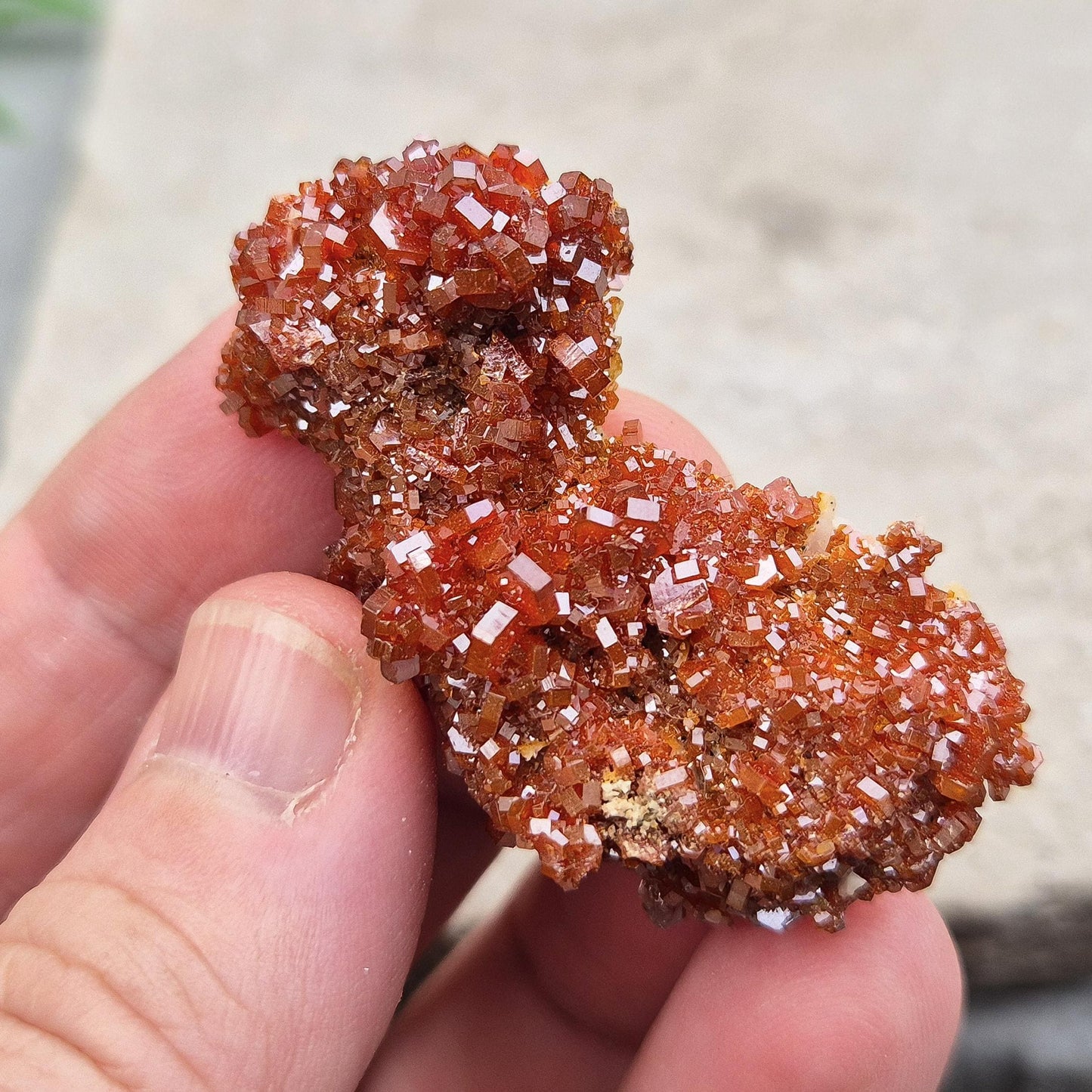 Vanadite (Vanadinite) on Baryte Crystal Cluster