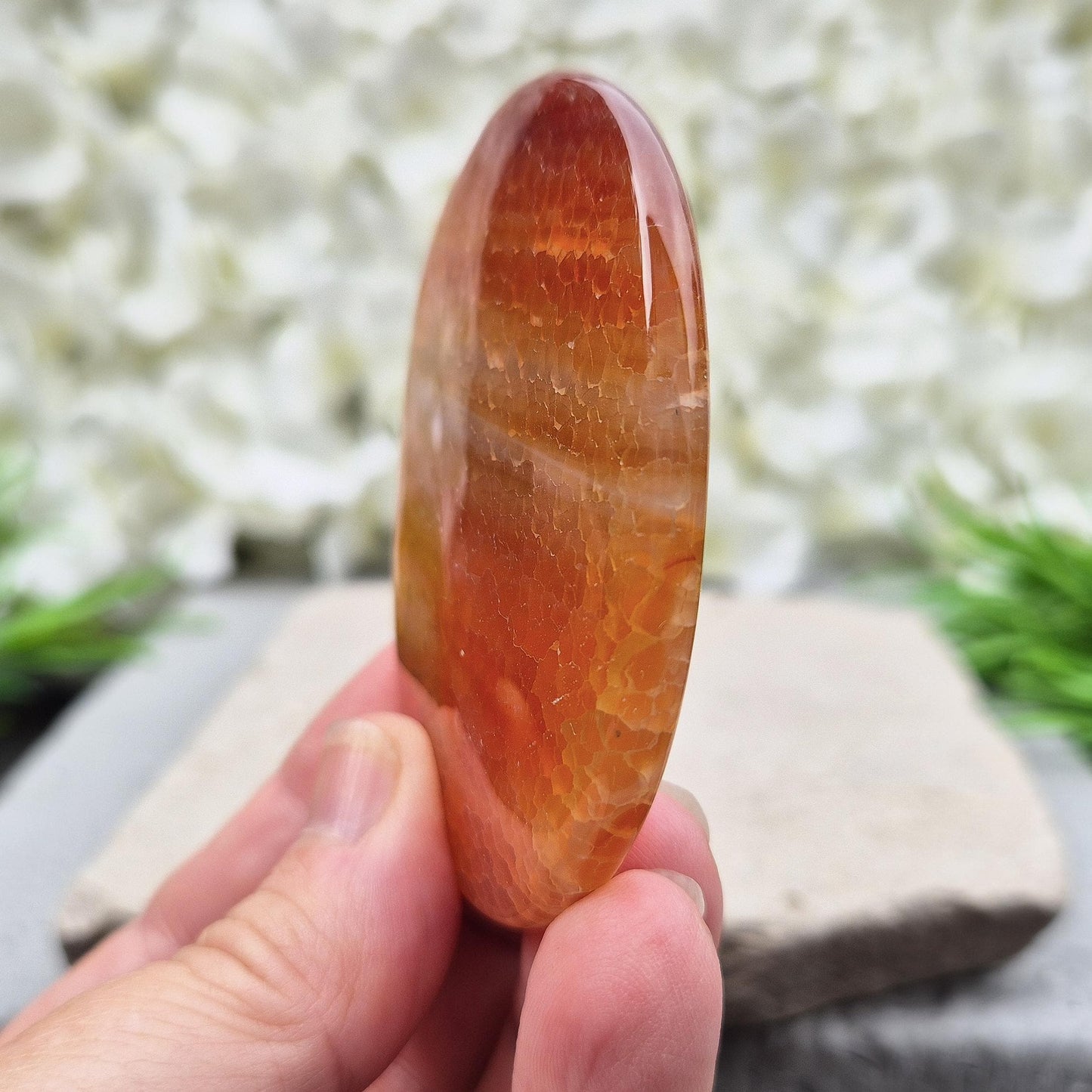 Fire Agate Palm Stone, Pocket Crystal, Gemstone to Carry With You