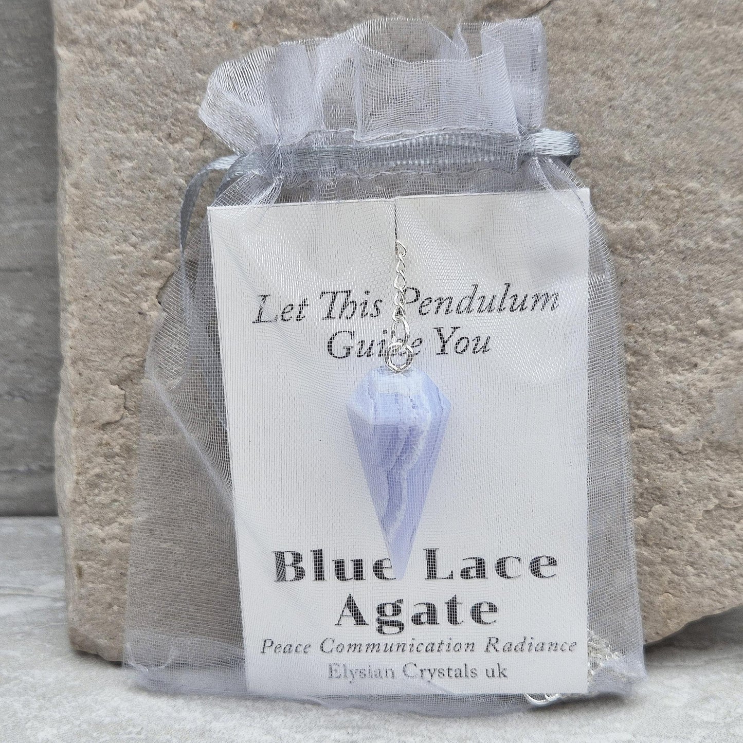 Blue Lace Agate Crystal Pendulum - Energy Work and Dowsing Tool