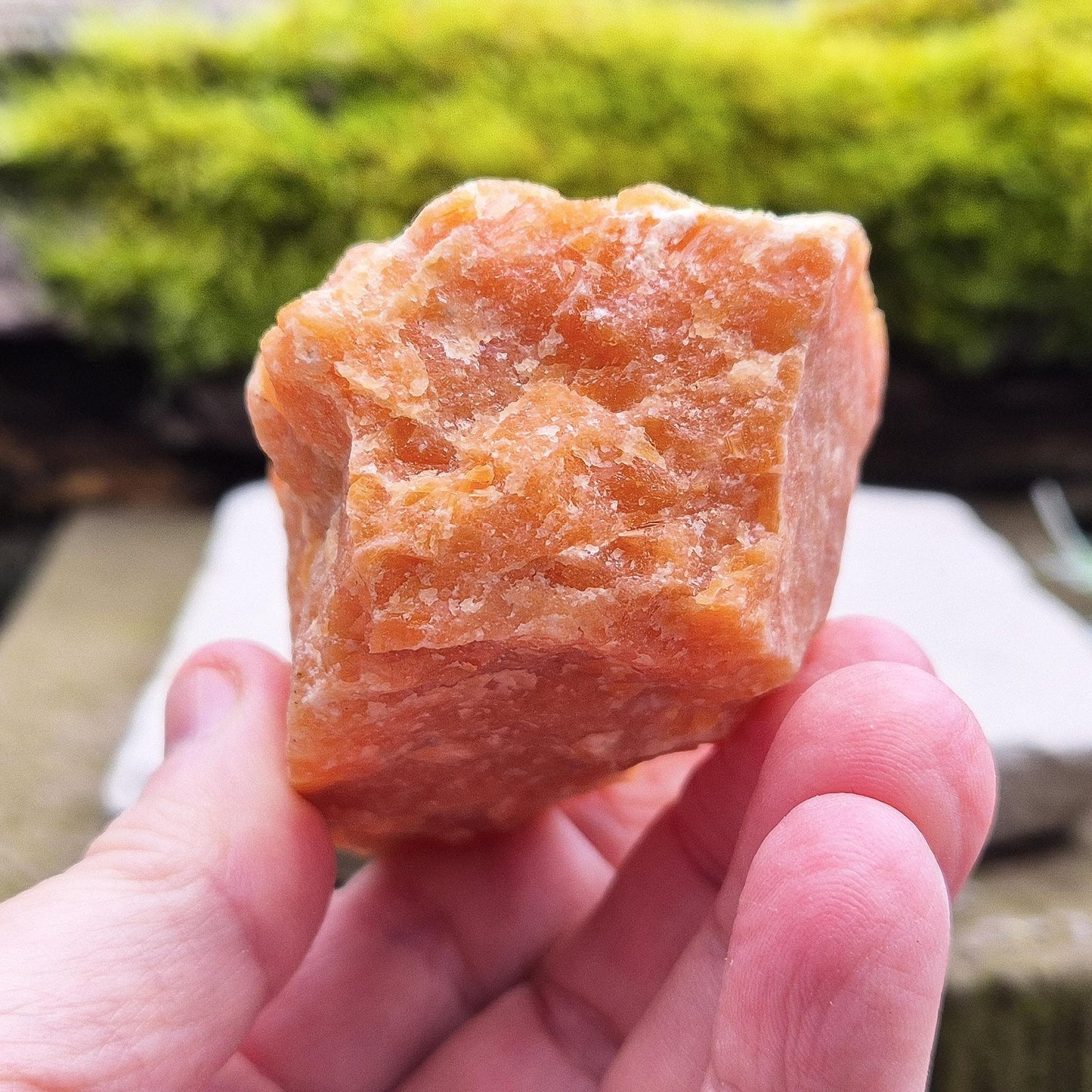 Orange Calcite Crystal, Natural Piece, Vibrant Colouring