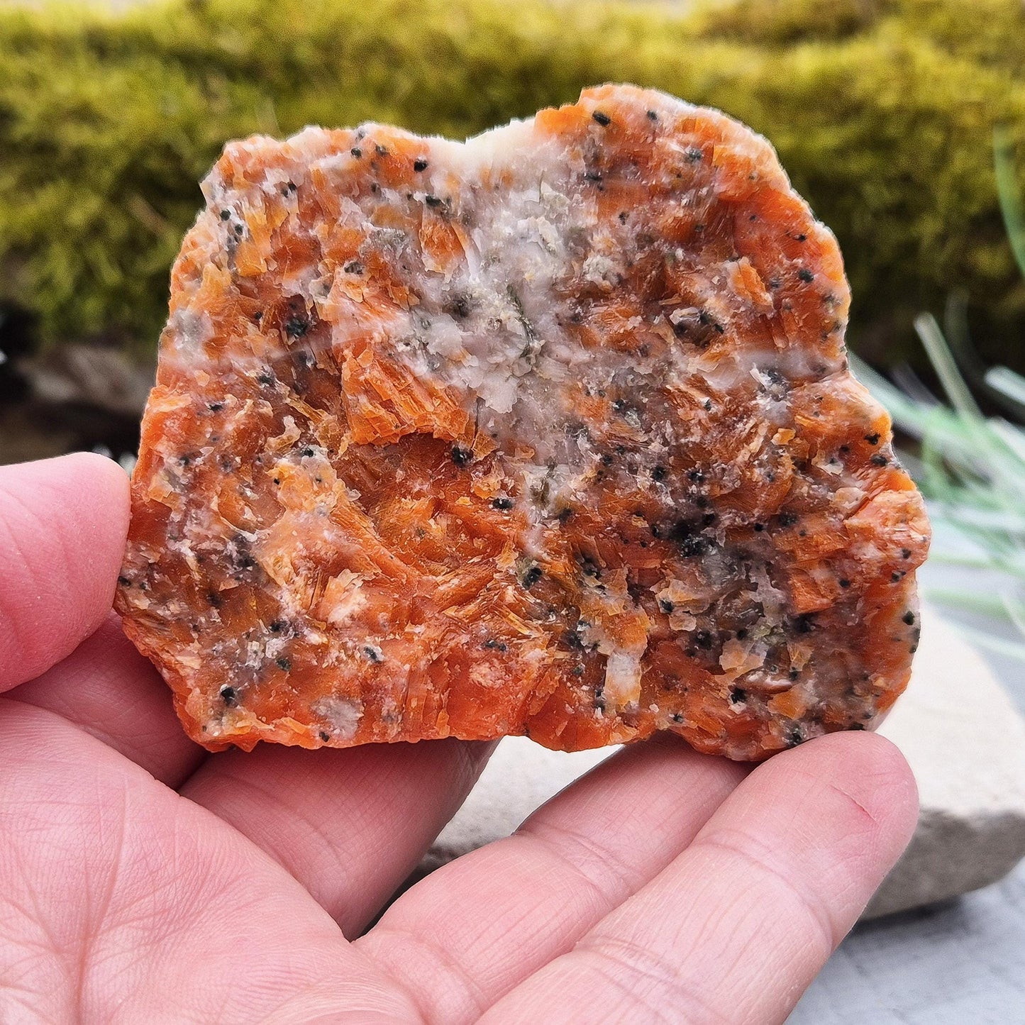 Orchid Calcite Crystal, Orange Calcite & Black Tourmaline