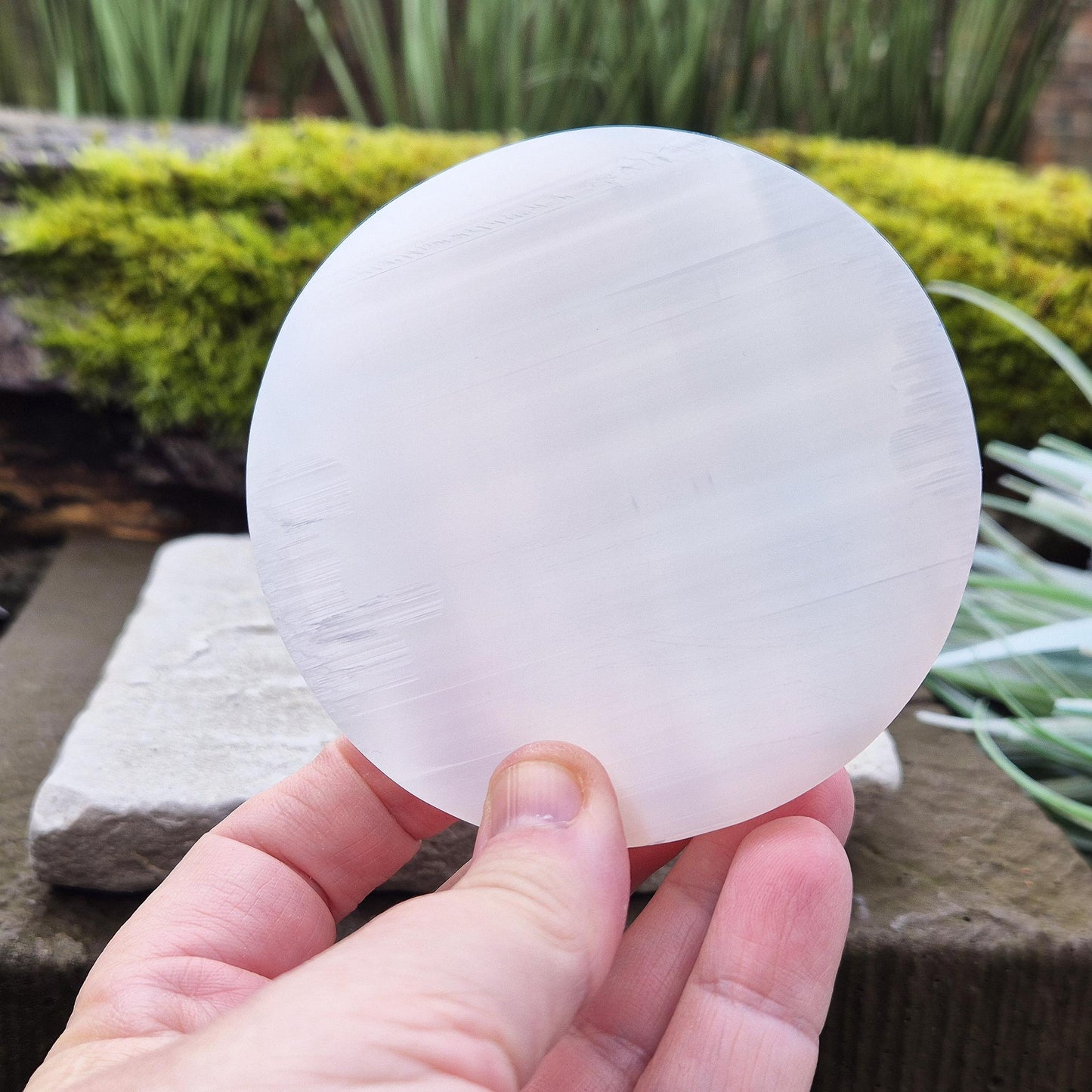 Selenite Cleansing Plate, Round, Polished, Cleance and charge your crystals