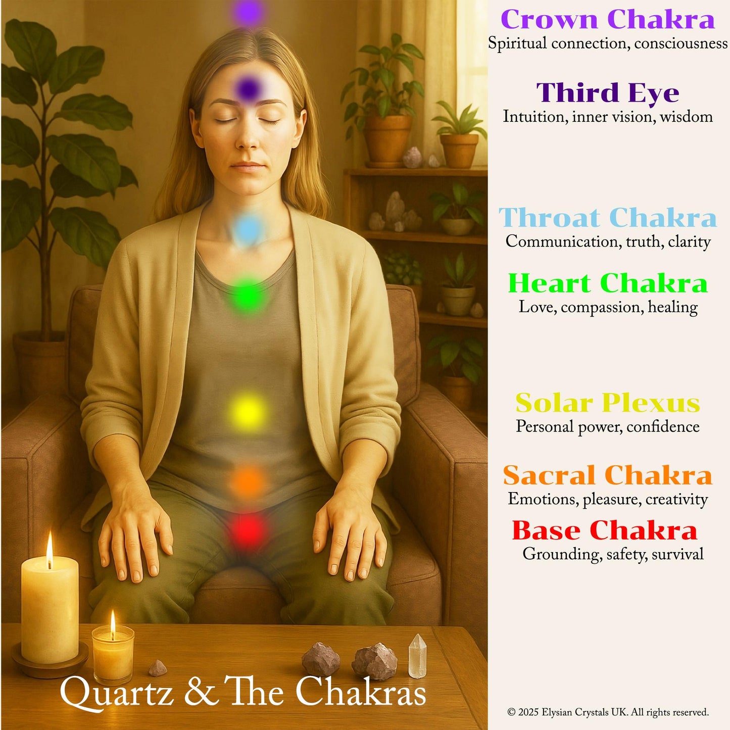 Quartz Crystal Point, Polished Tip, Natural Sides, Rainbow Inclusion