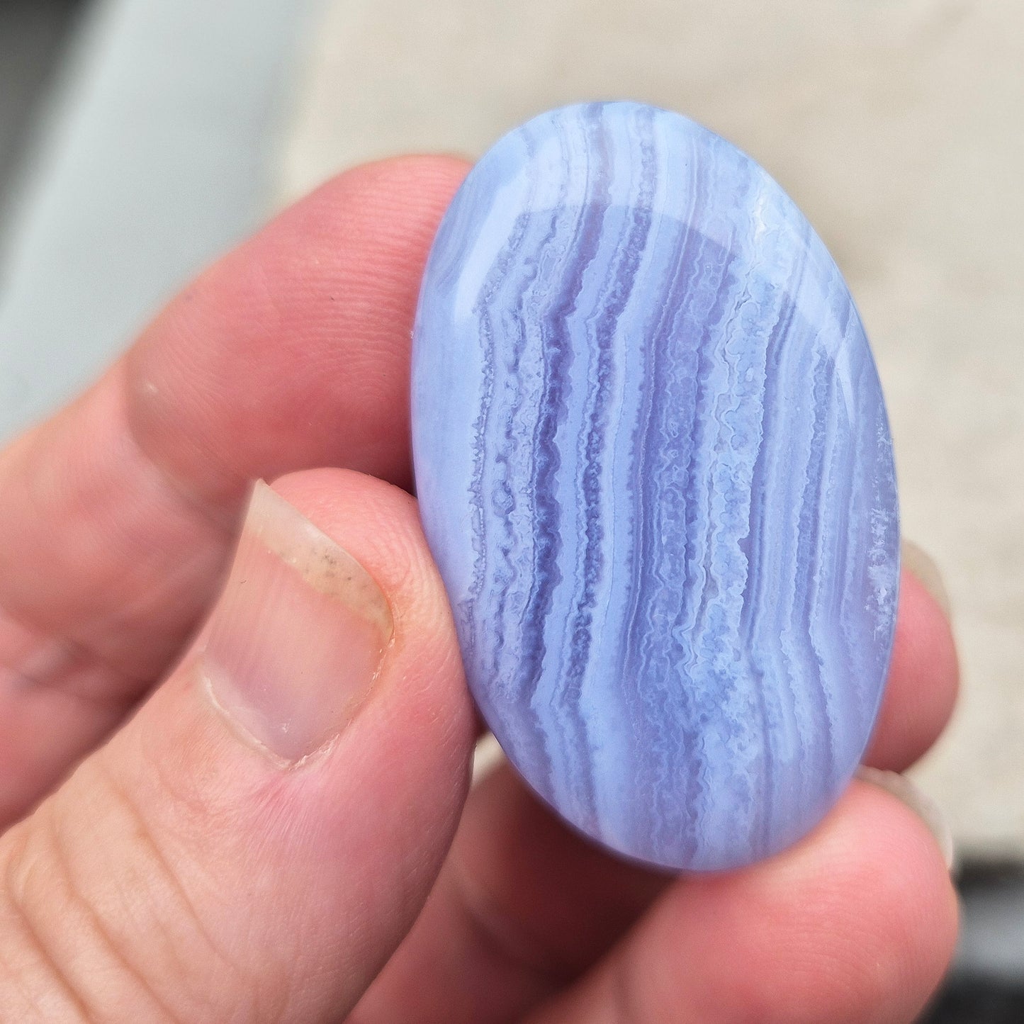 Blue Lace Agate Crystal Palm Stone, Pocket Stone Or Gemstone To Keep In Your Bag