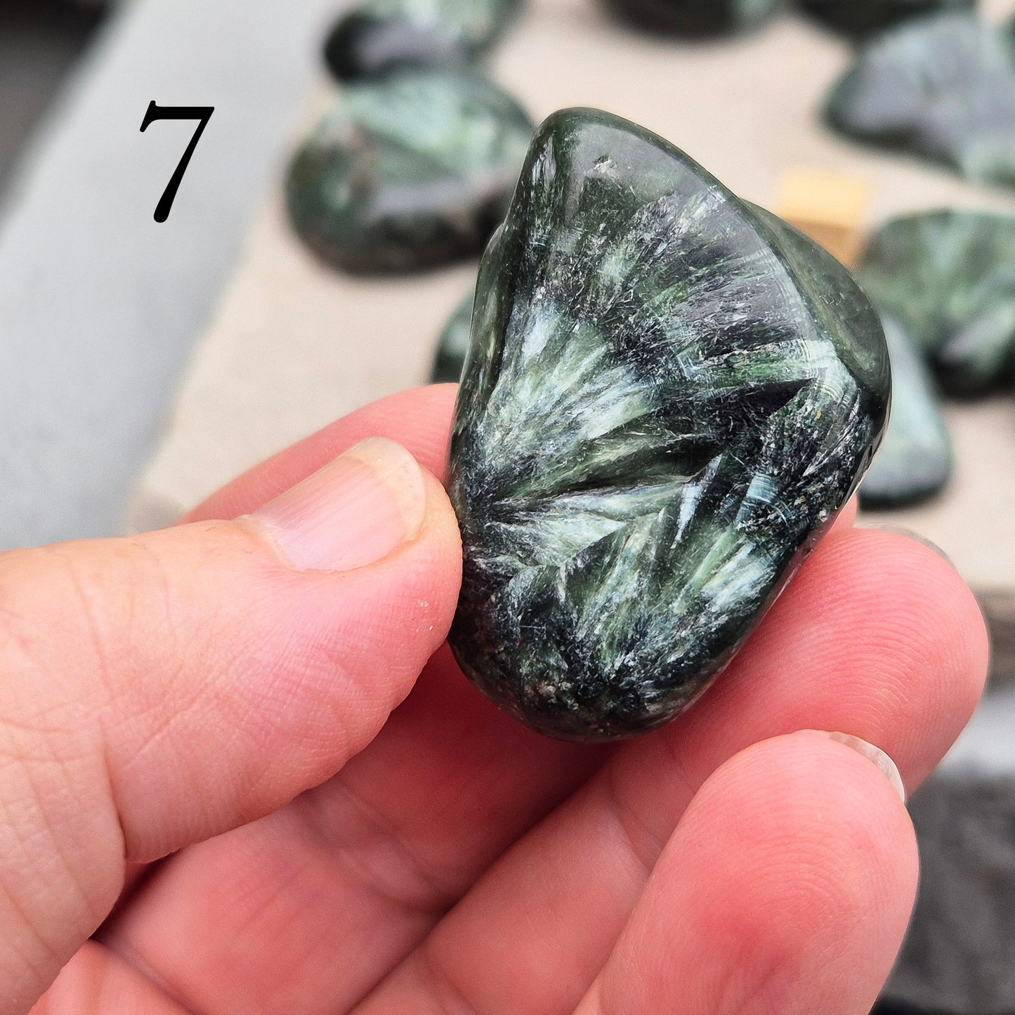 Beautiful AAA Seraphinite crystal from Siberia with feathery silver-green wings — a stone of divine connection, healing, and higher awareness.