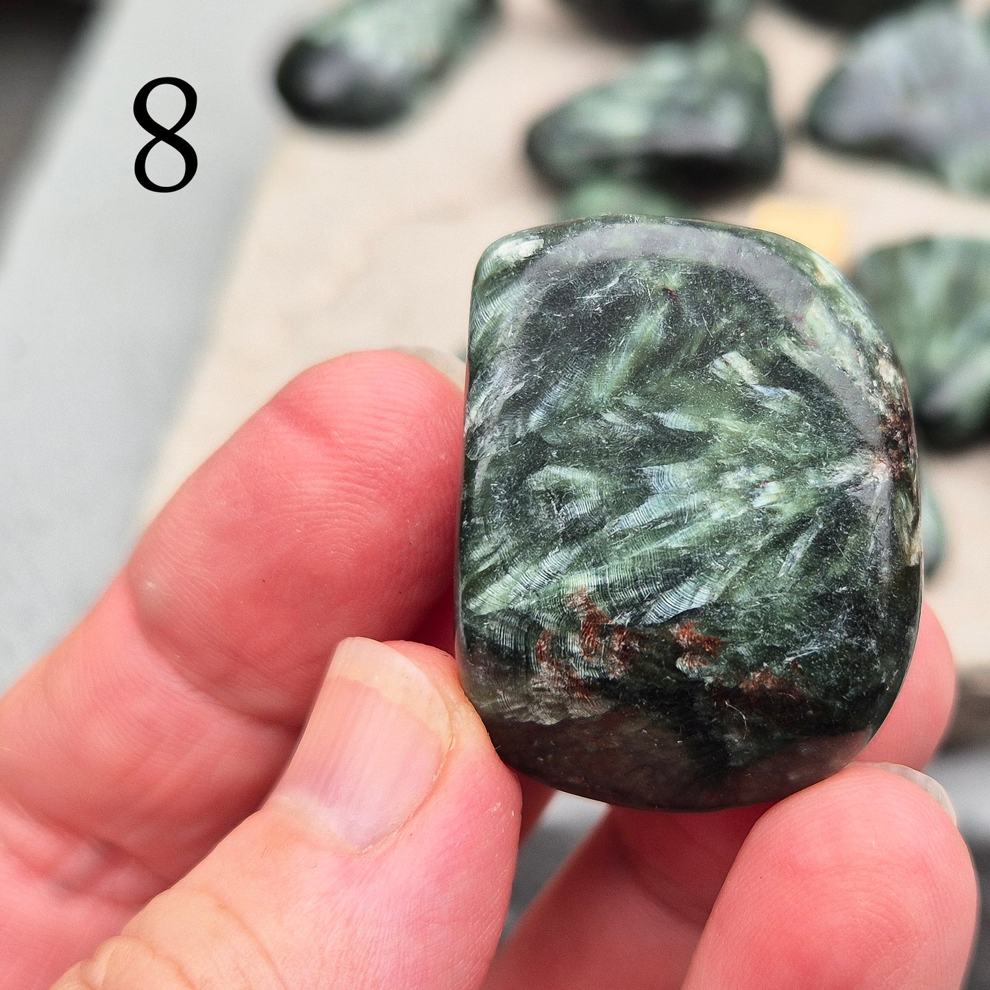 Beautiful AAA Seraphinite crystal from Siberia with feathery silver-green wings — a stone of divine connection, healing, and higher awareness.