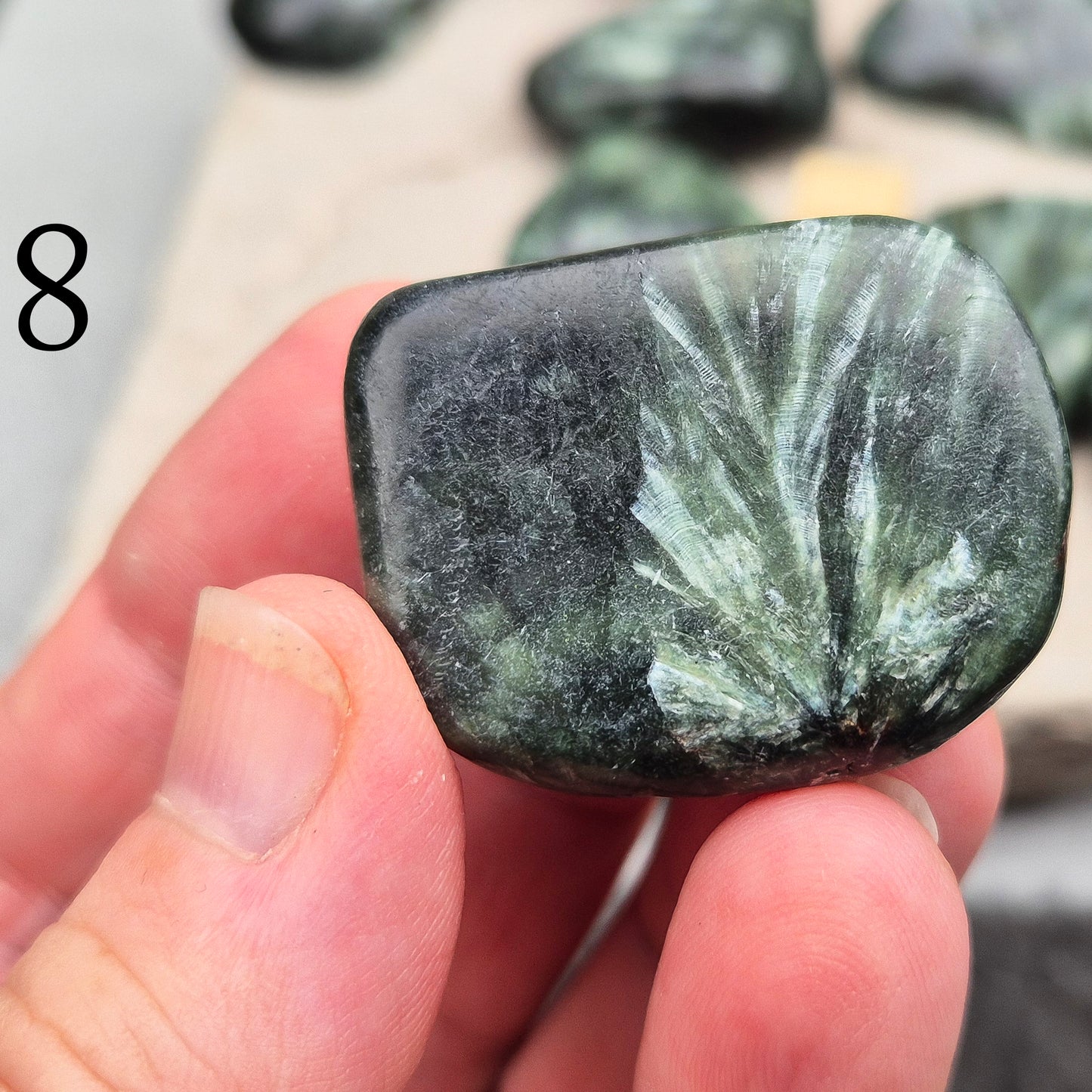 Beautiful AAA Seraphinite crystal from Siberia with feathery silver-green wings — a stone of divine connection, healing, and higher awareness.