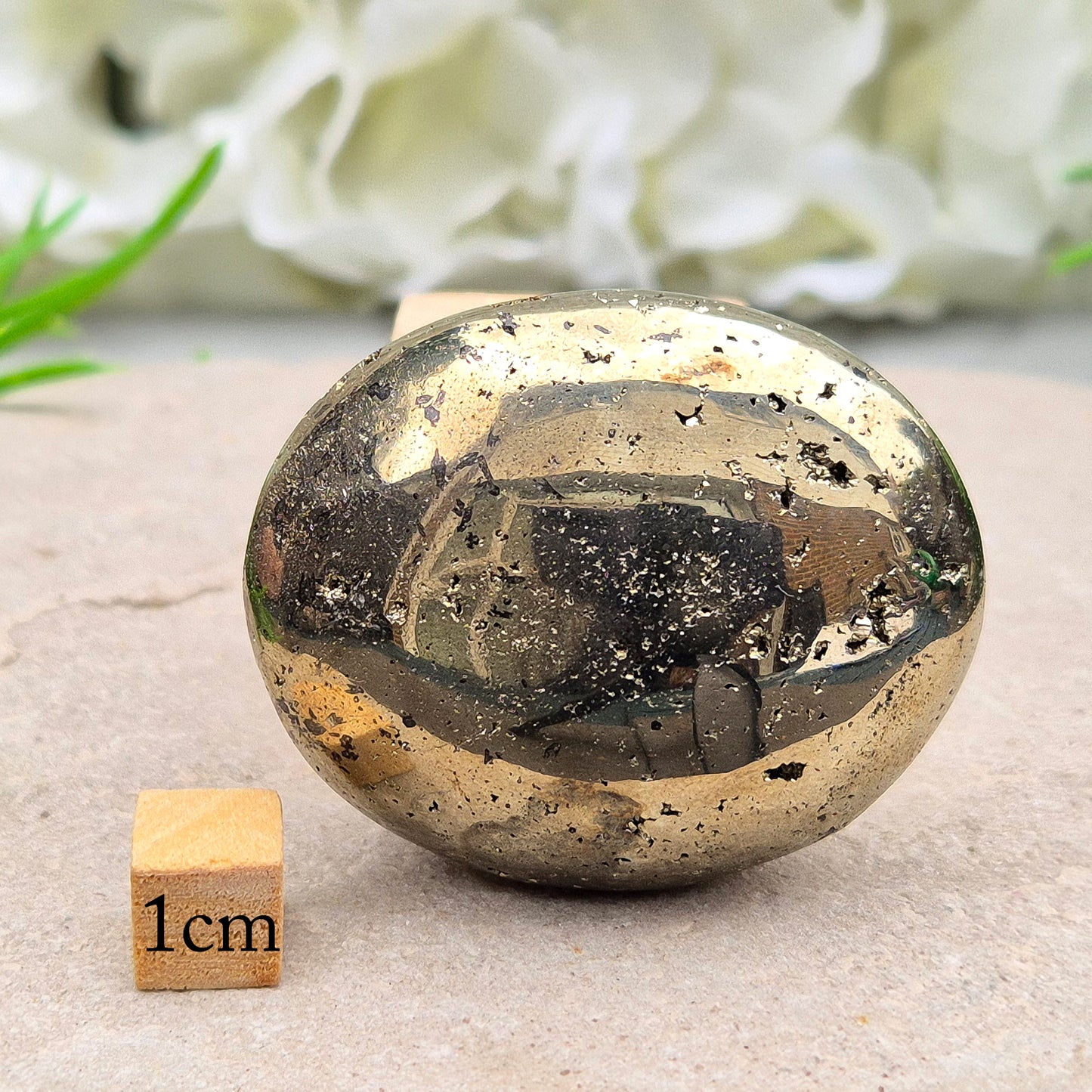 Pyrite Crystal Palmstone, Fools Gold, Iron Pyrite Gemstone