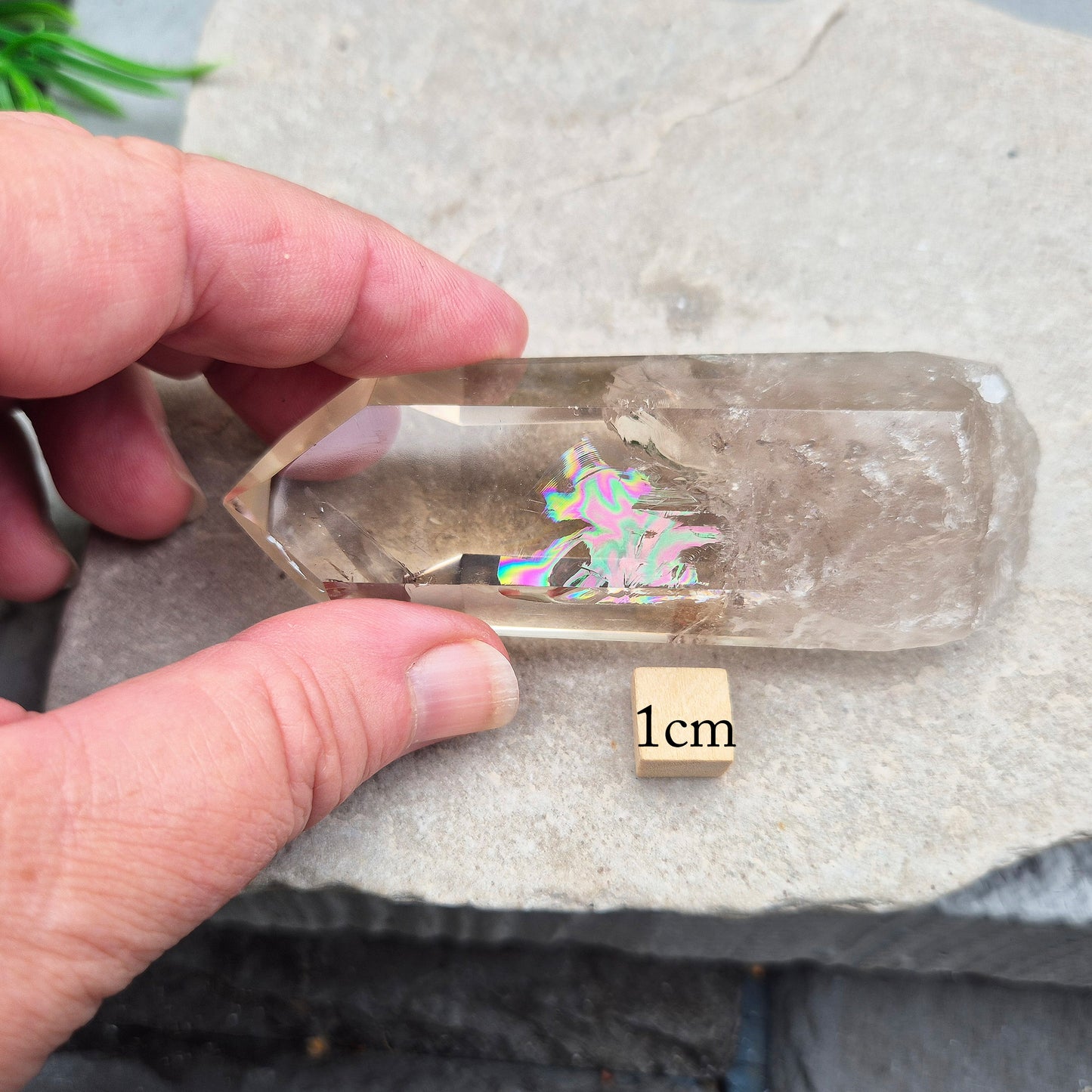 Smoky Quartz Crystal Point with Rainbow and Phantom Inclusions, High Grade