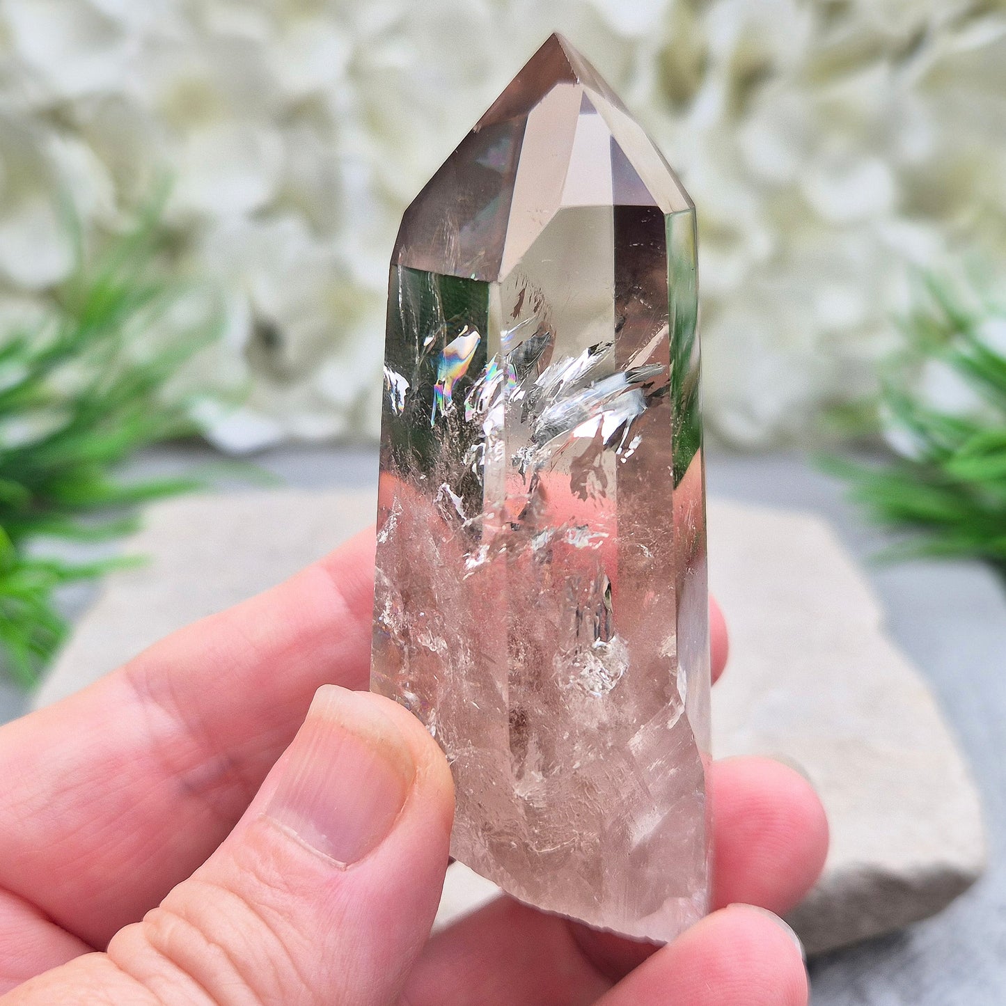 Smoky Quartz point for grounding, protection, and calm strength. Helps release stress and stabilise your energy throughout the day.