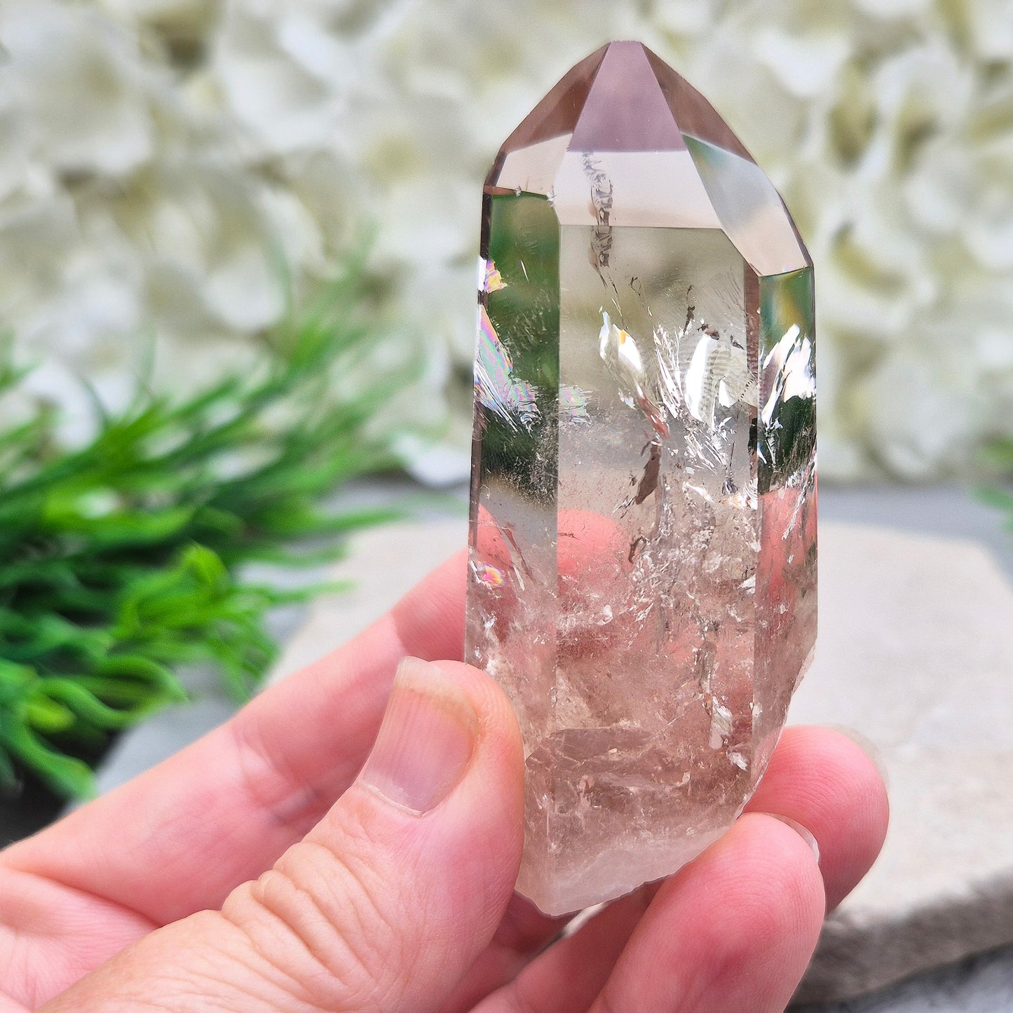 Smoky Quartz point for grounding, protection, and calm strength. Helps release stress and stabilise your energy throughout the day.