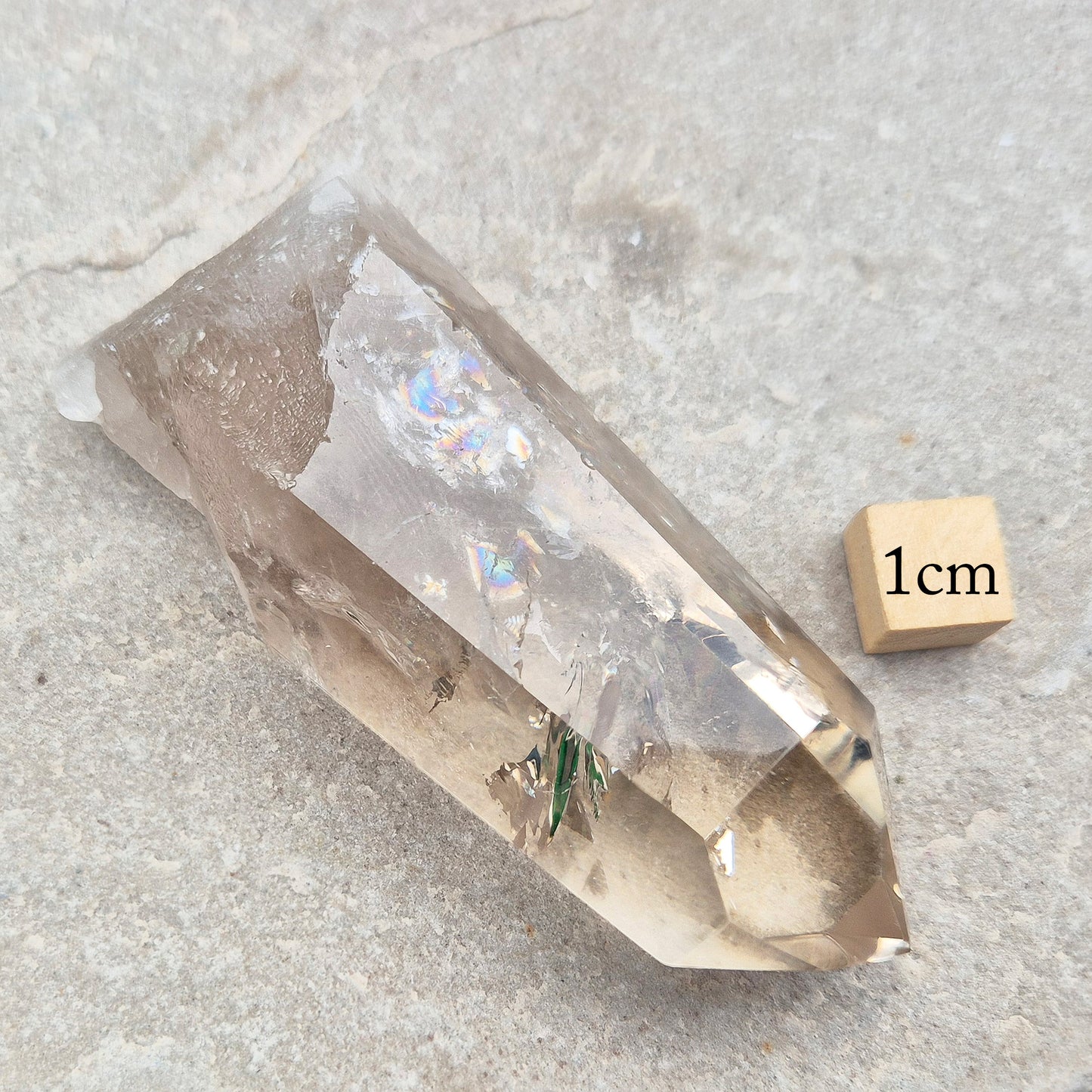 Smoky Quartz Crystal Point with Rainbow Inclusions, High Grade