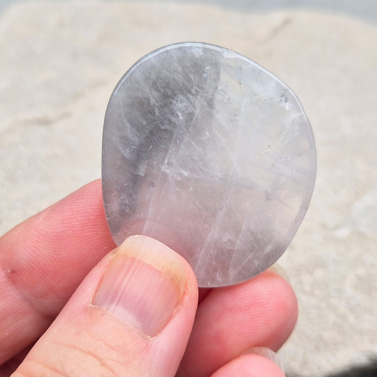 Lunar Quartz Crystal Palm Stone, Graphite and Rose Quartz Gemstone