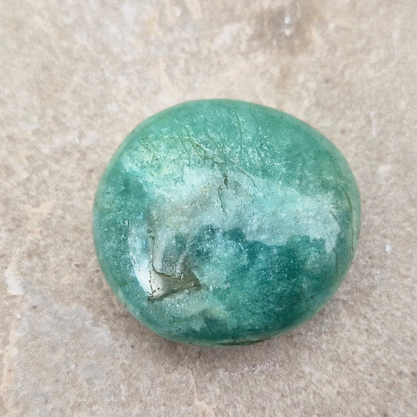 Polished Amazonite galets with calming, balanced energy. Ideal for easing stress, open communication, and supportive everyday use.