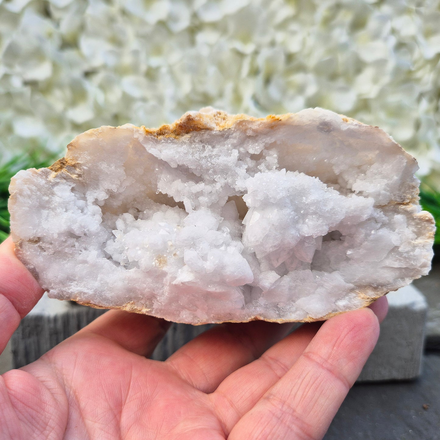 Beautiful quartz geode pair with a gentle, room-settling energy. Perfect for peaceful décor, spiritual spaces, and meaningful crystal gifts.