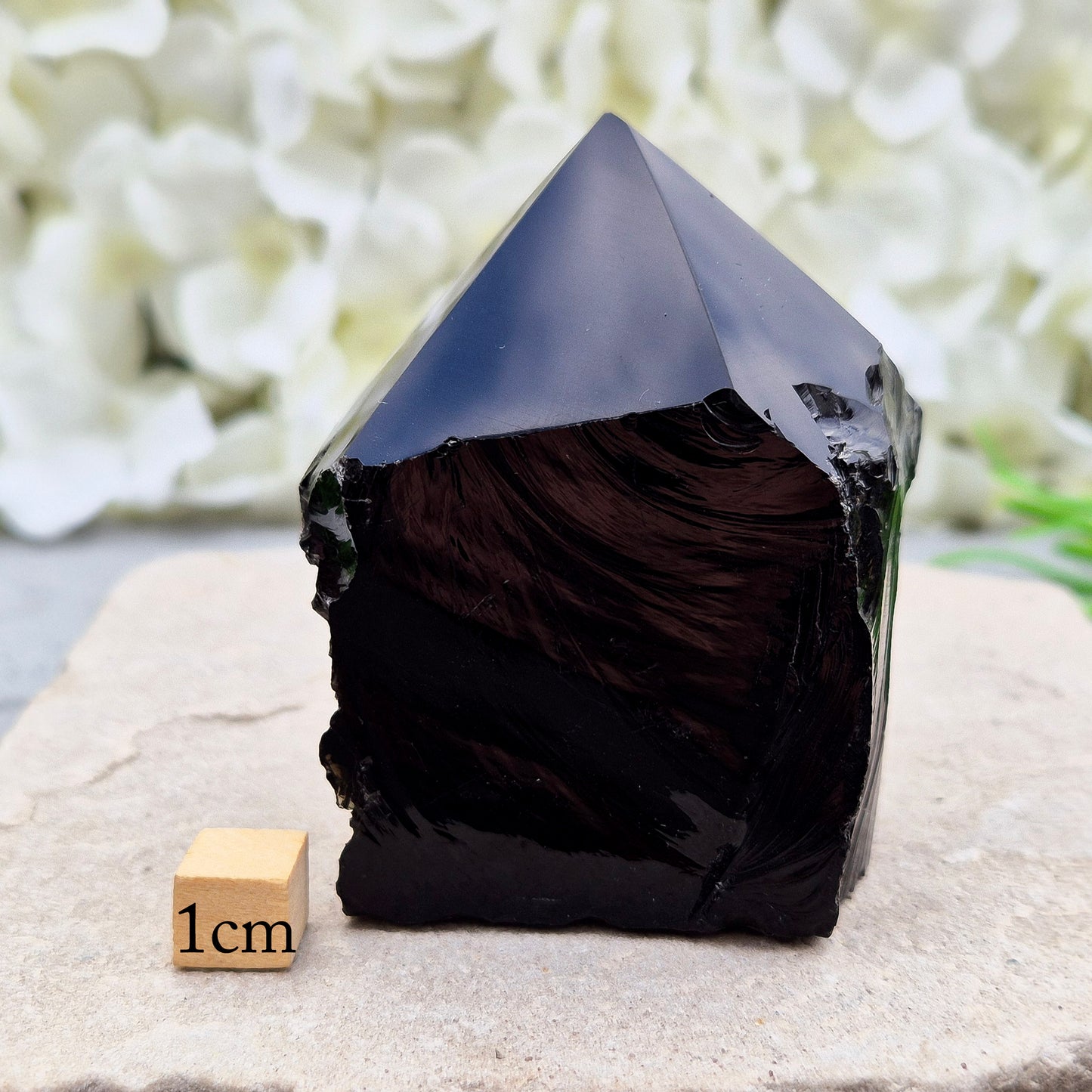 Black Obsidian Standing Point - Polished Tip, Natural Sides