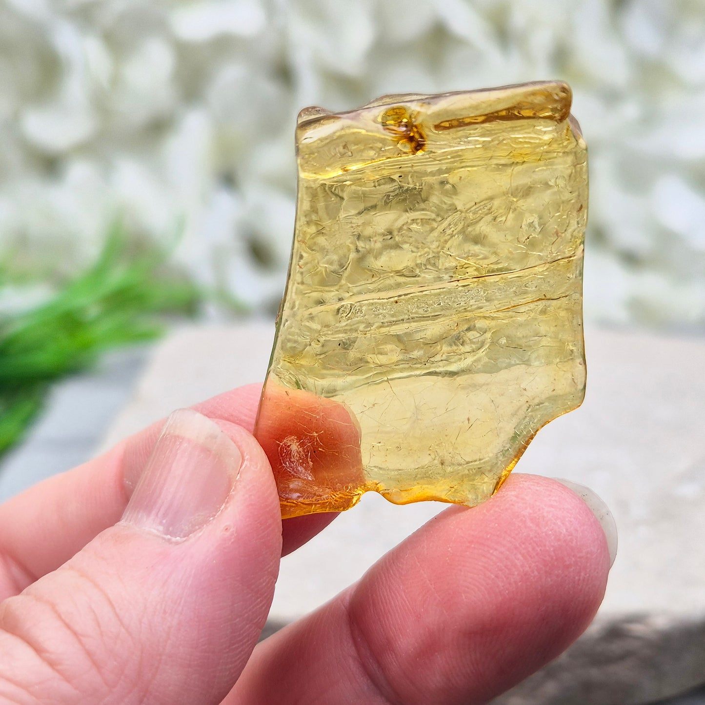 Natural Copal Amber from Colombia with warm golden tones. A lightweight, ancient tree resin ideal for calming spaces and adding gentle, uplifting energy.