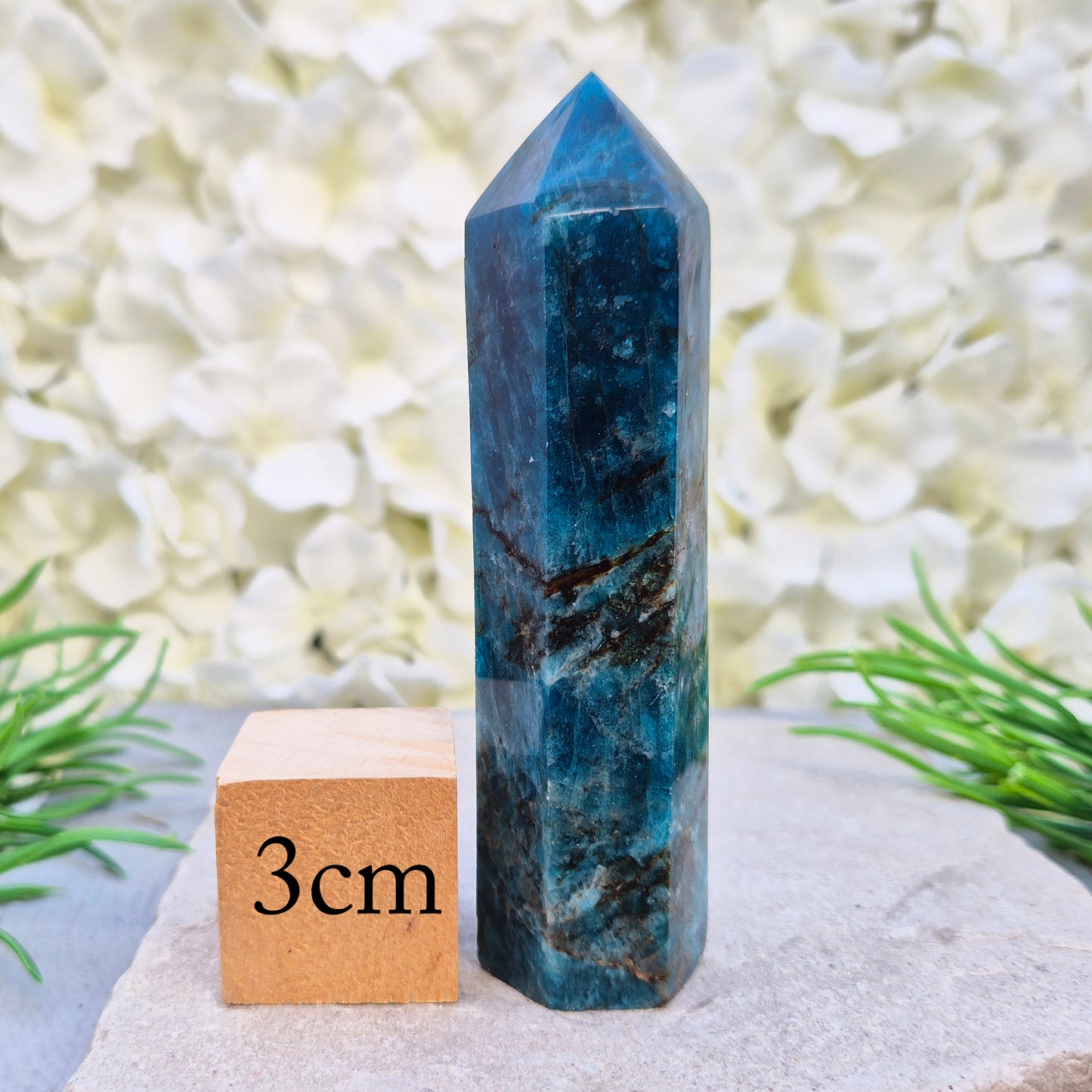 Blue Apatite Crystal Point With 6 Sided Generator Tip
