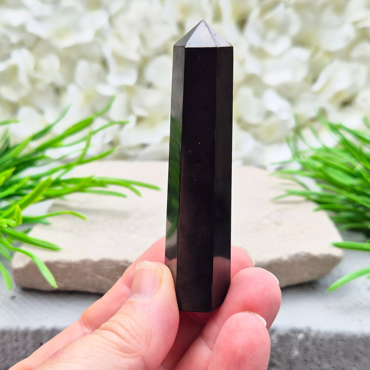 Shungite Point or Crystal Tower with a 6 Sided Generator Point