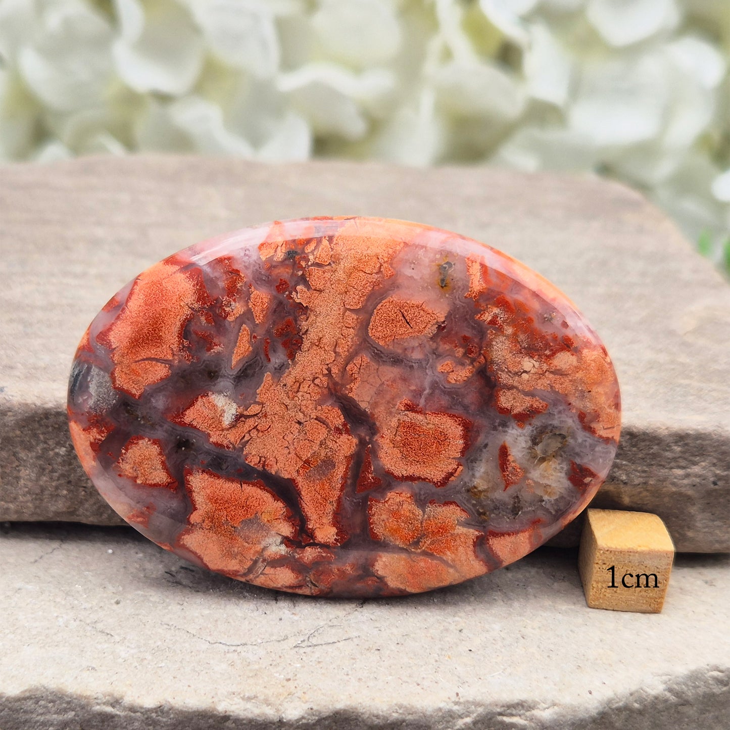 Poppy Jasper palm stone from USA. Boosts vitality, passion, insight and determination. Grounds and balances your energy when you need a lift.