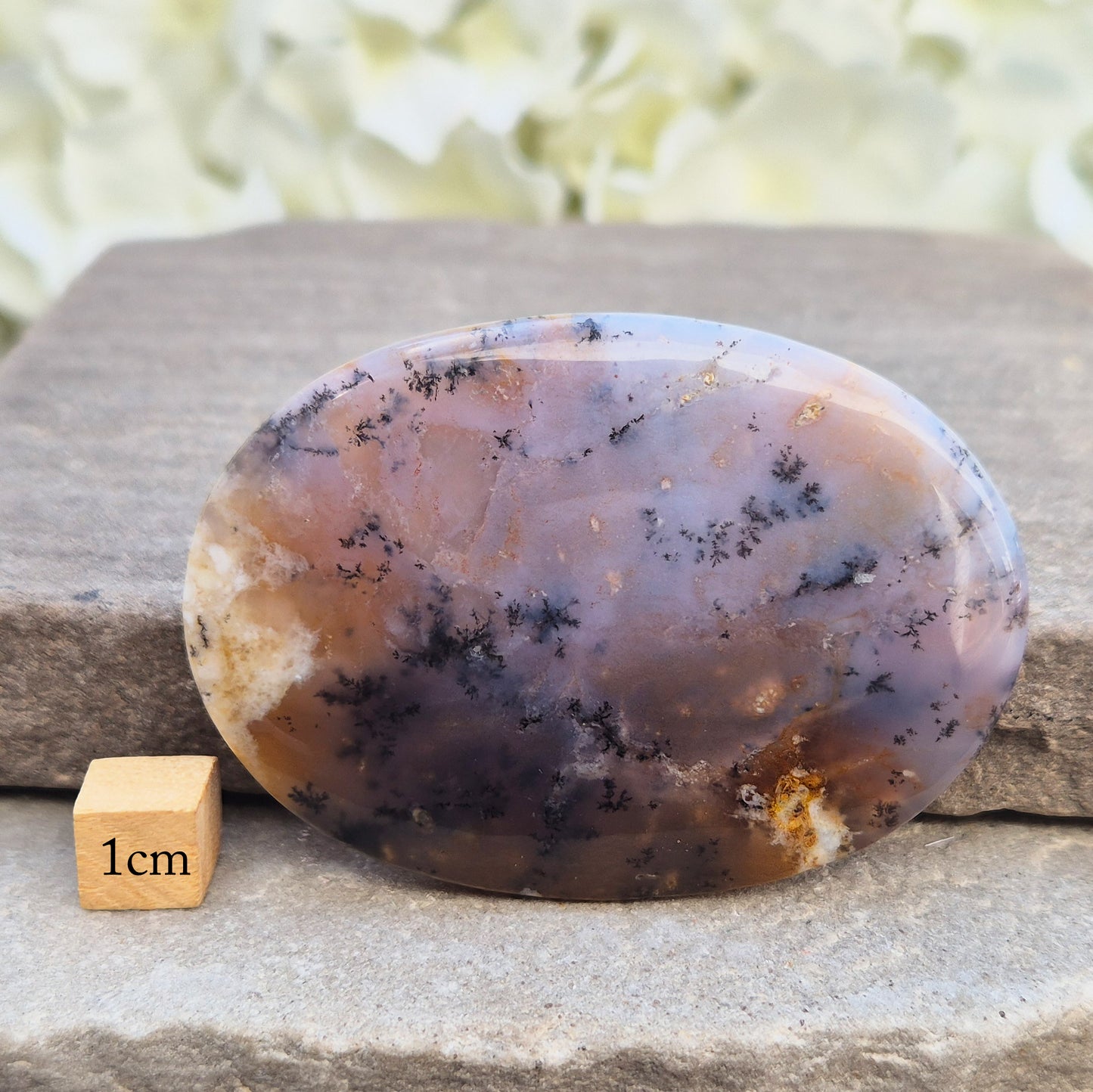 Merlinite Palm Stone - a grounding and intuitive crystal for meditation, inner balance and spiritual work. Smooth pocket stone for daily calm energy.
