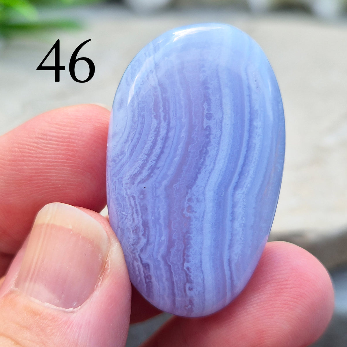 Blue Lace Agate Crystal Palm Stone