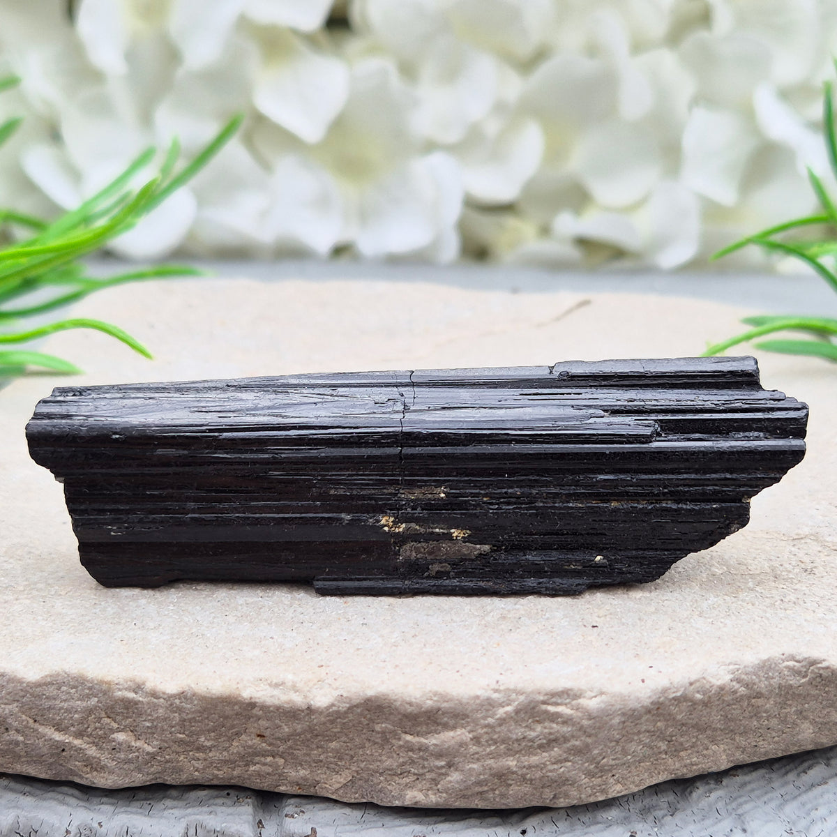 Natural Black Tourmaline crystal. Strong protective crystal that helps you feel safe, calm, clear-minded, and emotionally strong.