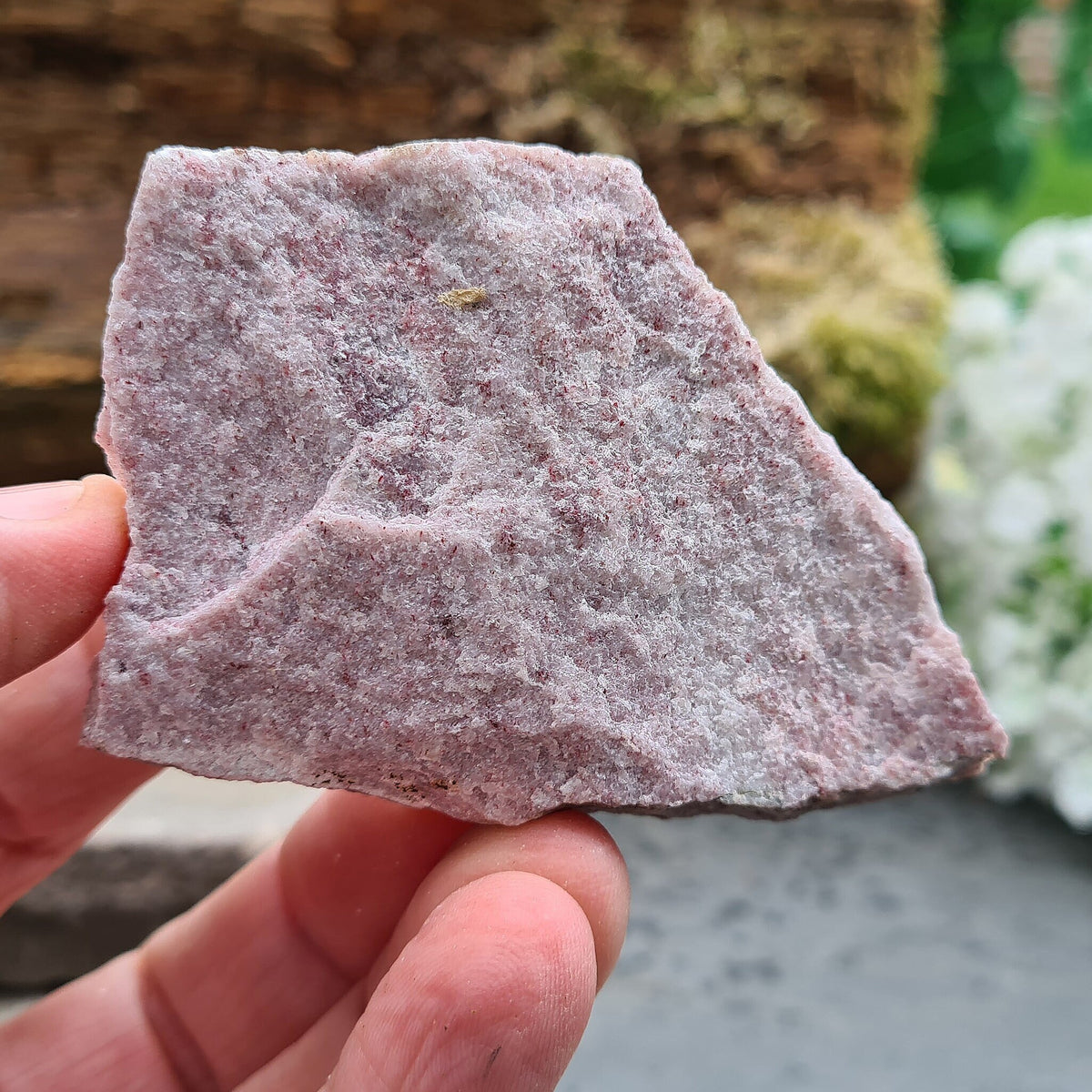 Natural Pink Thulite (Rosaline) from Norway with a sparkly pink surface. Often chosen for confidence, creativity and expressing love and passion. 