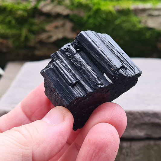 Natural Black Tourmaline crystals from Brazil. Really lovely natural pieces of Black Tourmaline with a shiny lustre. Black Tourmaline is also known as Schorl.