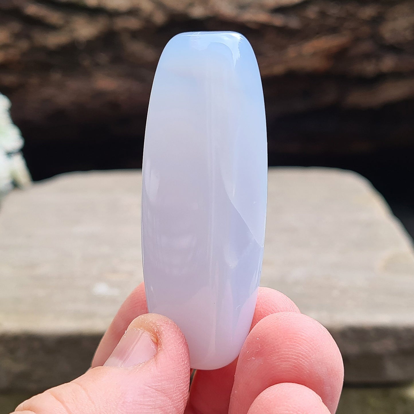 Blue Chalcedony Crystal, Oval Lozenge Shape